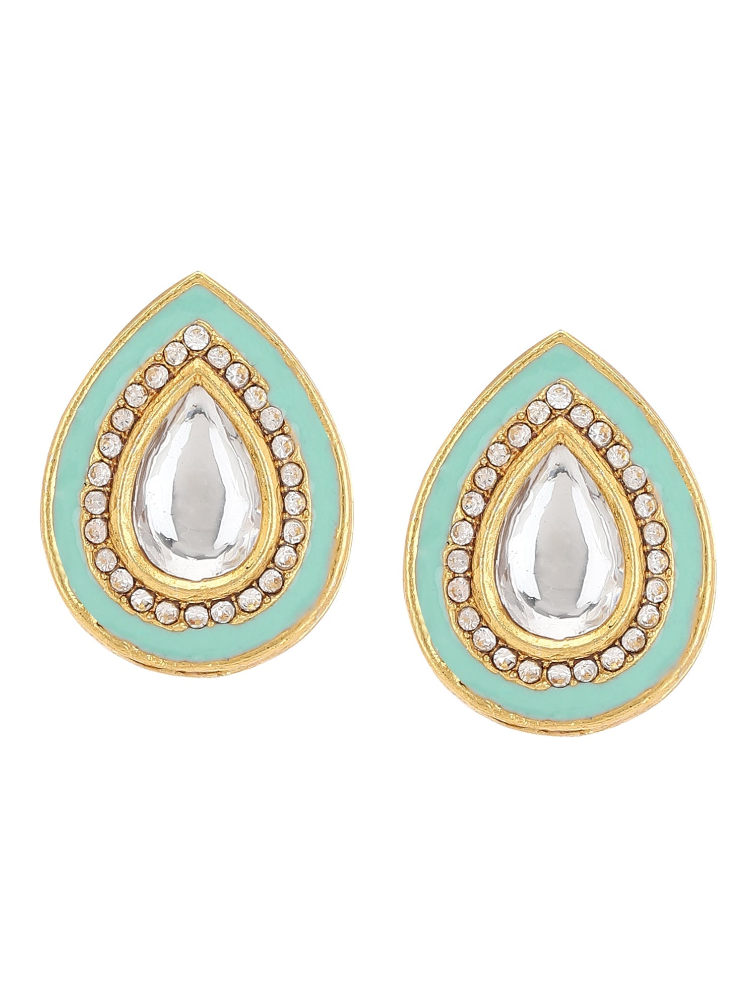 Blue Teardrop Shaped Studs Earrings - Ruby Raang - Grab2buy