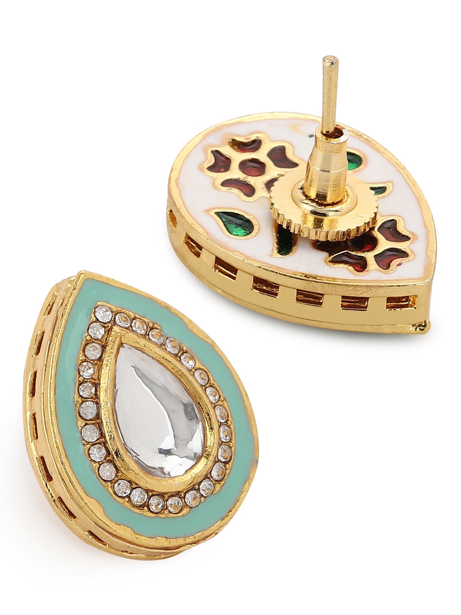 Blue Teardrop Shaped Studs Earrings - Ruby Raang - Grab2buy