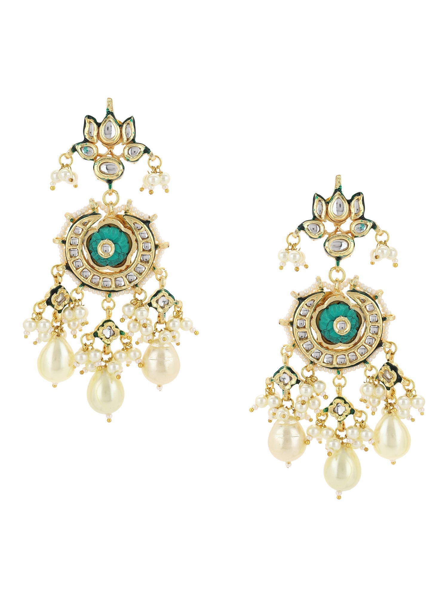 White Gold Plated Circular Drop Earrings - Ruby Raang - Grab2buy