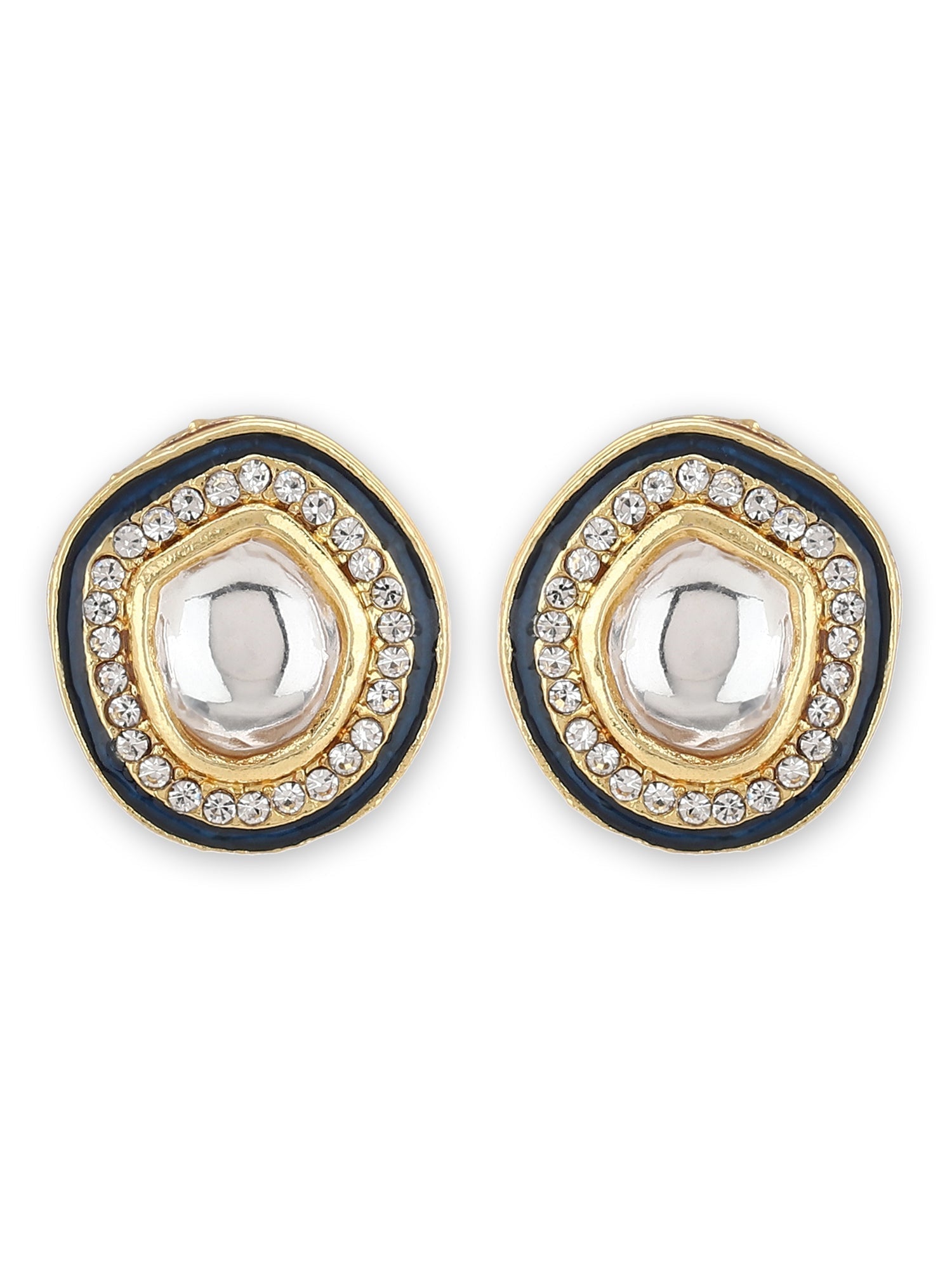 Blue Oval Drop Earrings - Ruby Raang - Swadesiicart