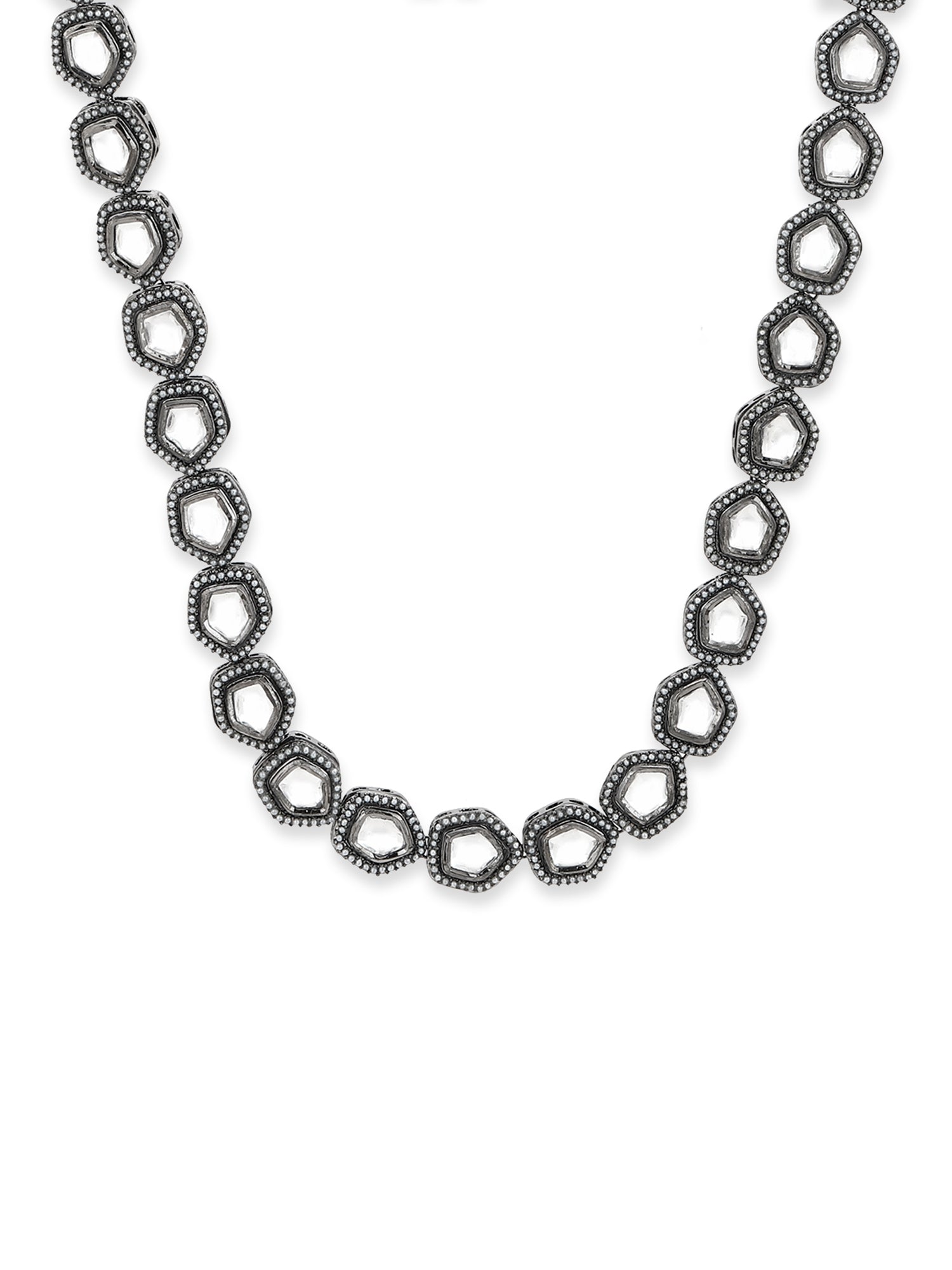 Black Brass Rhodium-Plated Necklace - Ruby Raang  Grab2Buy Ruby Raang Grab2Buy