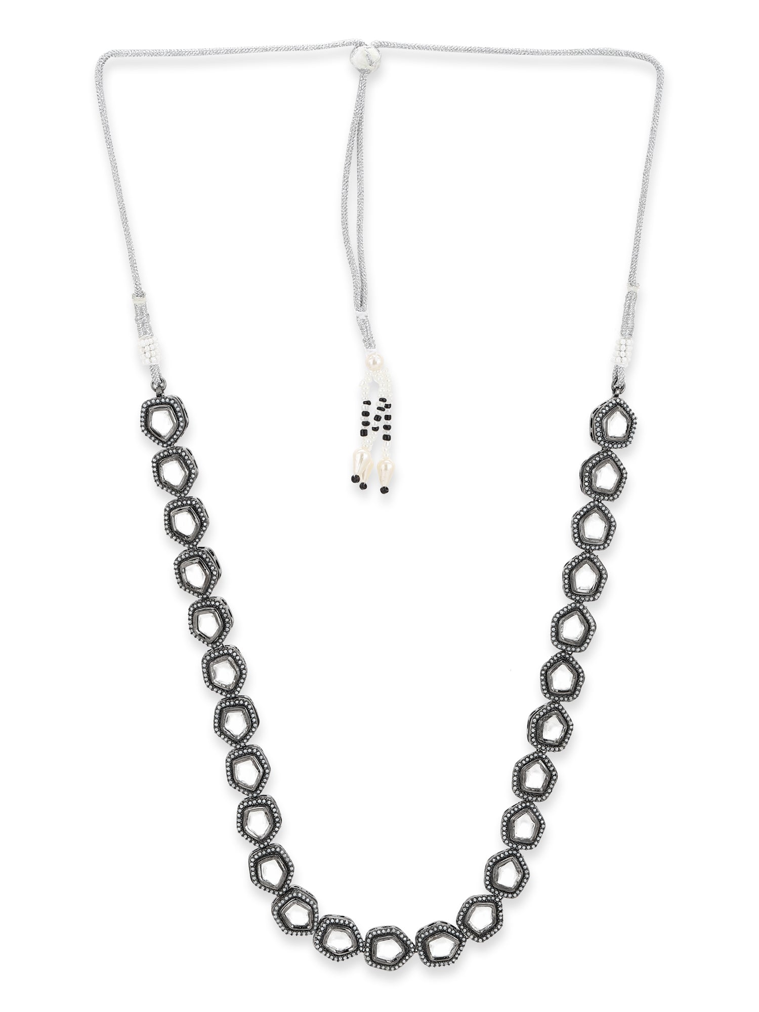 Black Brass Rhodium-Plated Necklace - Ruby Raang  Grab2Buy Ruby Raang Grab2Buy