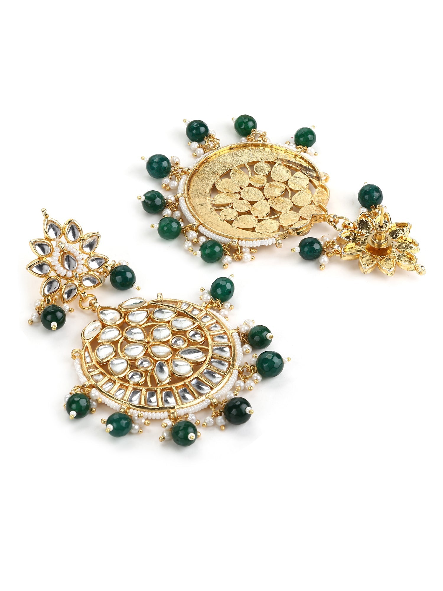 Gold-Plated Gold Kundan Studded Maharani Jewellery Set - Ruby Raang - Grab2buy