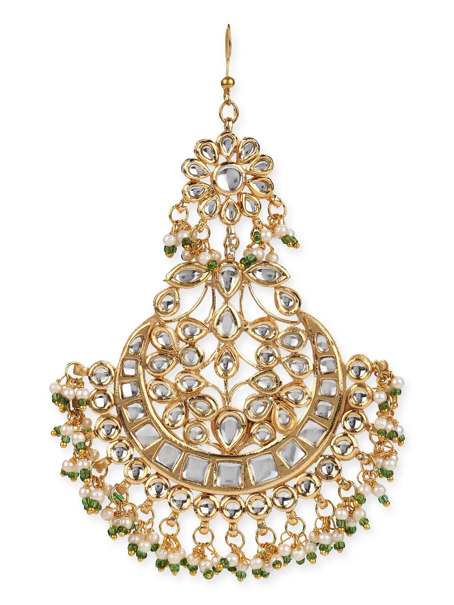 Gold Plated Kundan Studded Maang Tikka Jhoomar - Ruby Raang - Grab2buy