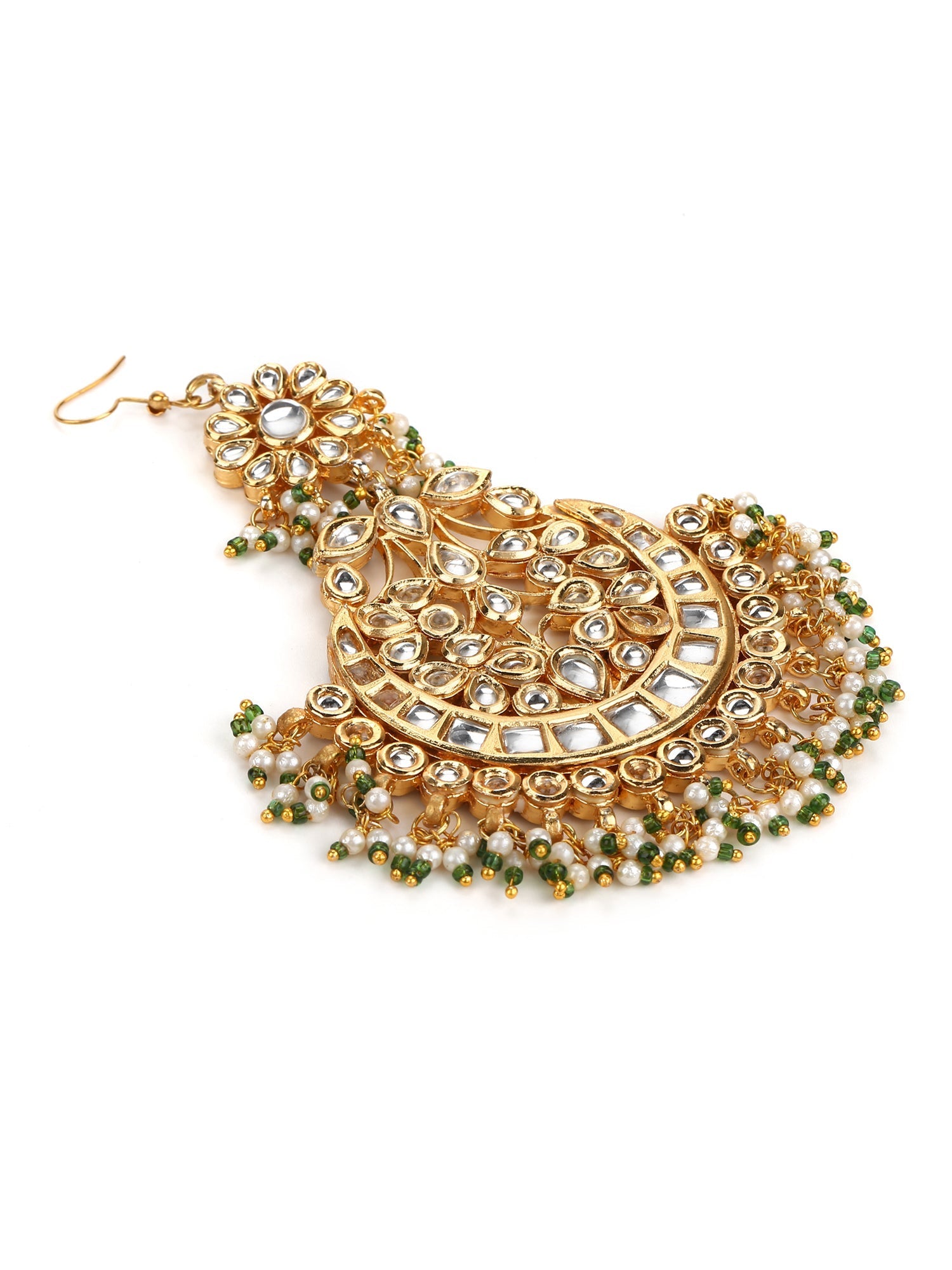 Gold Plated Kundan Studded Maang Tikka Jhoomar - Ruby Raang - Grab2buy