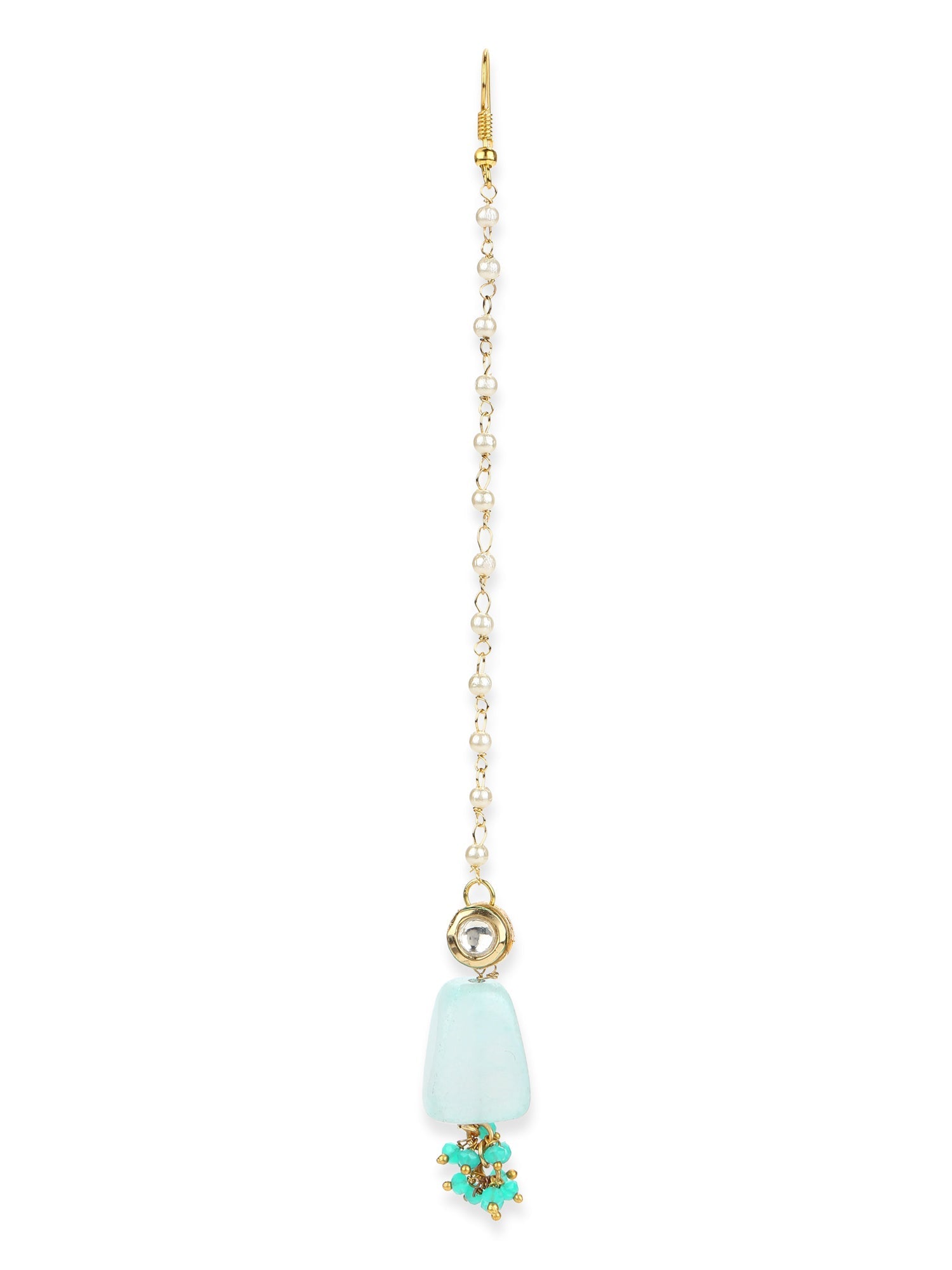Turquoise Blue Kundan Maang Tikka - Ruby Raang - Grab2buy