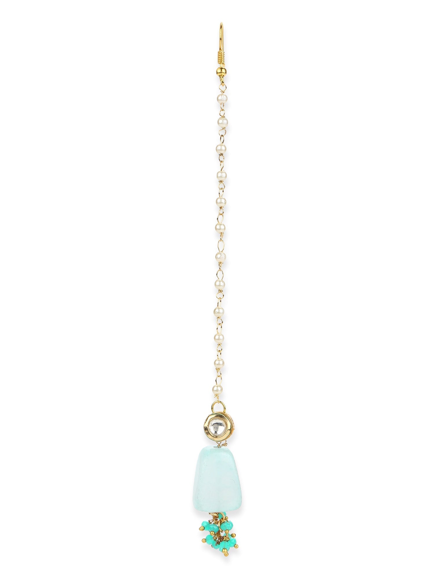 Turquoise Blue Kundan Maang Tikka - Ruby Raang | Swadesiicart