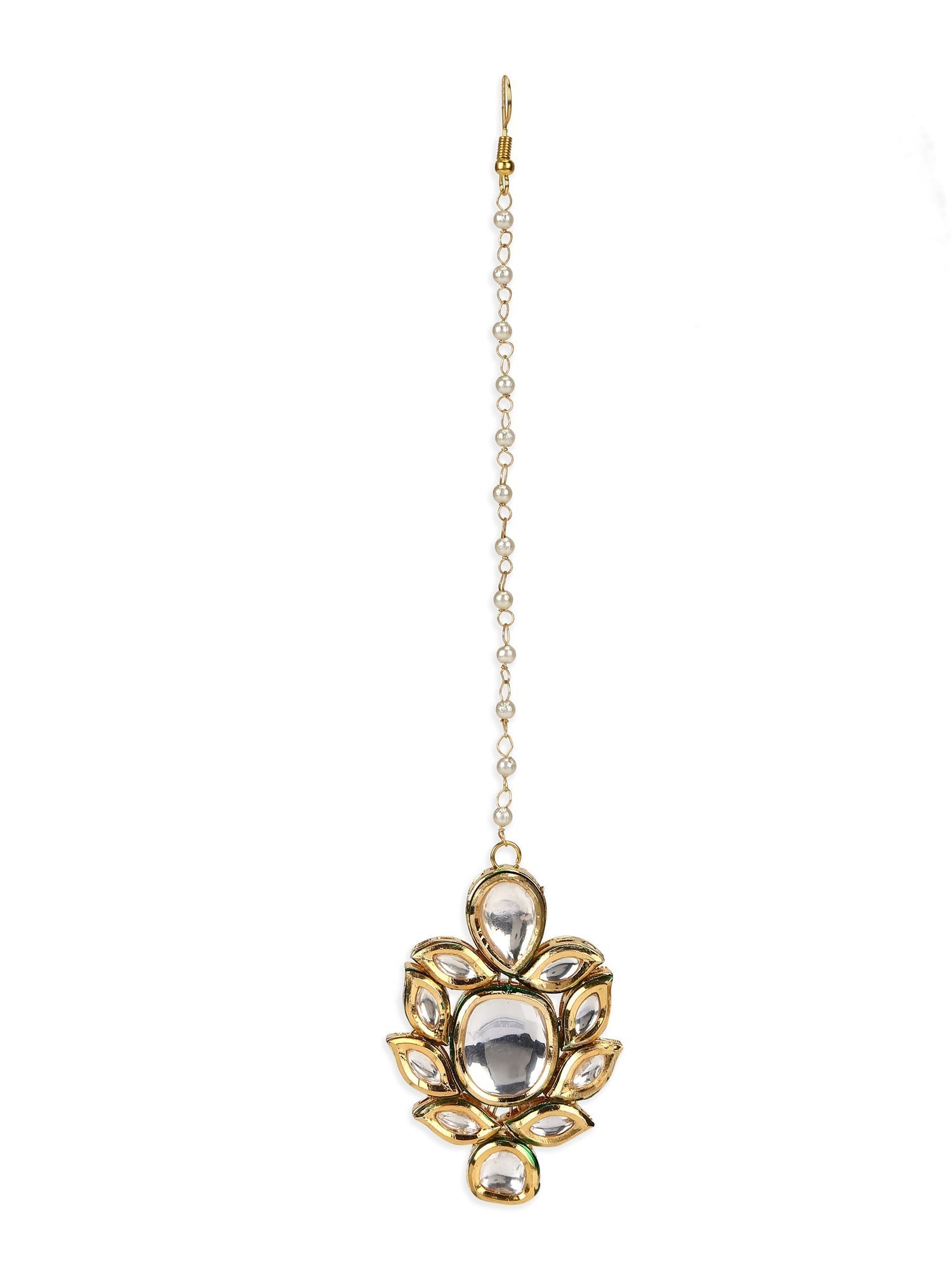 Gold-Polished Kundan Maang Tikka - Ruby Raang | Swadesiicart
