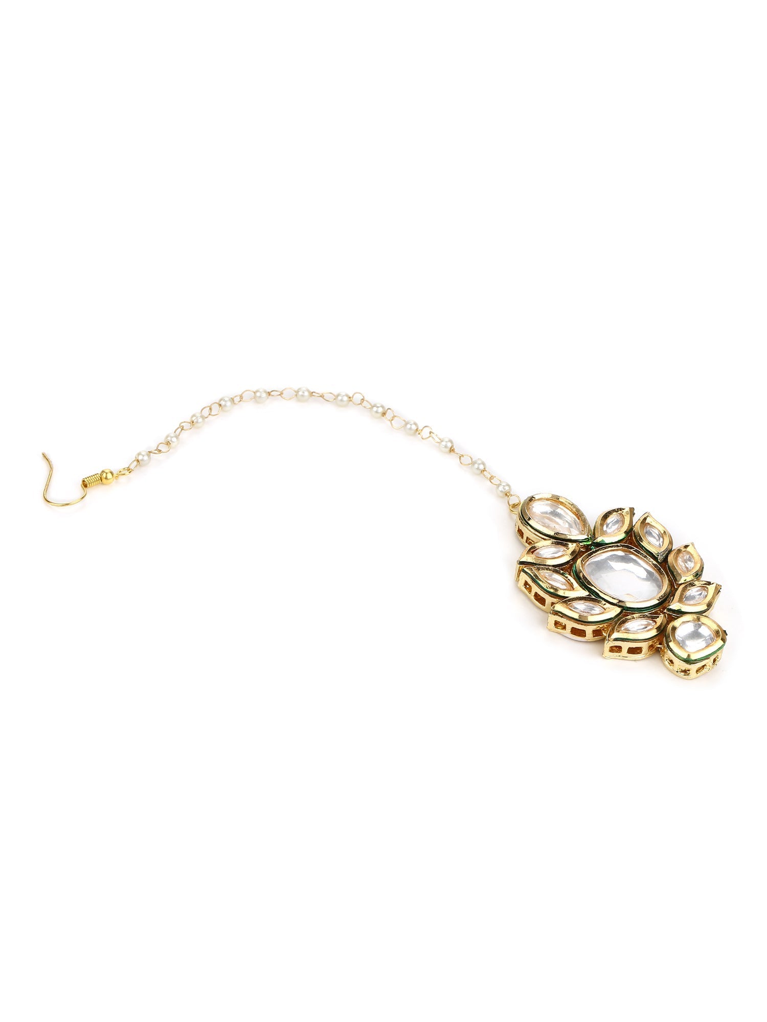 Gold-Plated Kundan Maang Tikka - Ruby Raang - Grab2buy