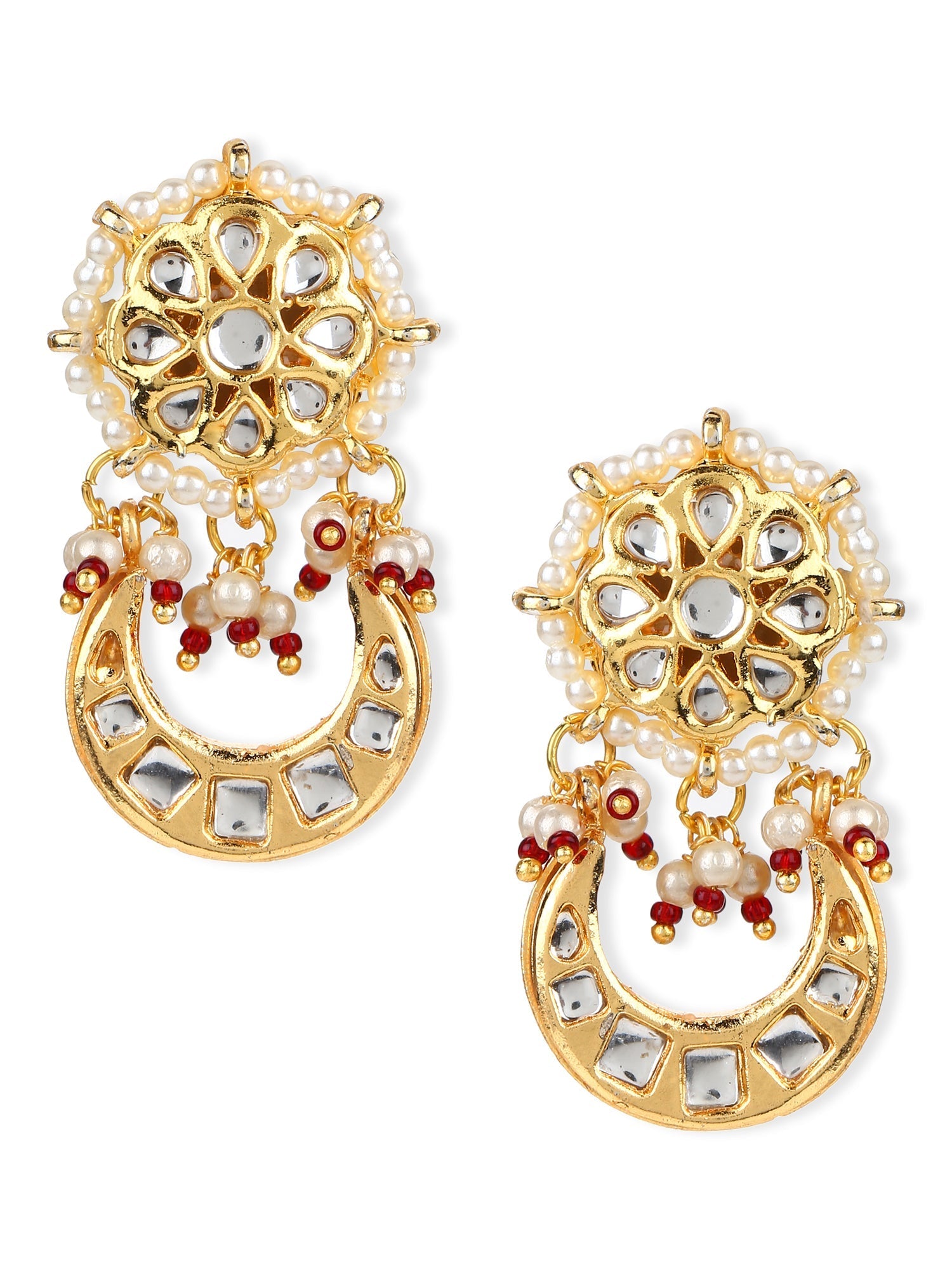 Gold-Toned Contemporary Studs Earrings - Ruby Raang - Grab2buy