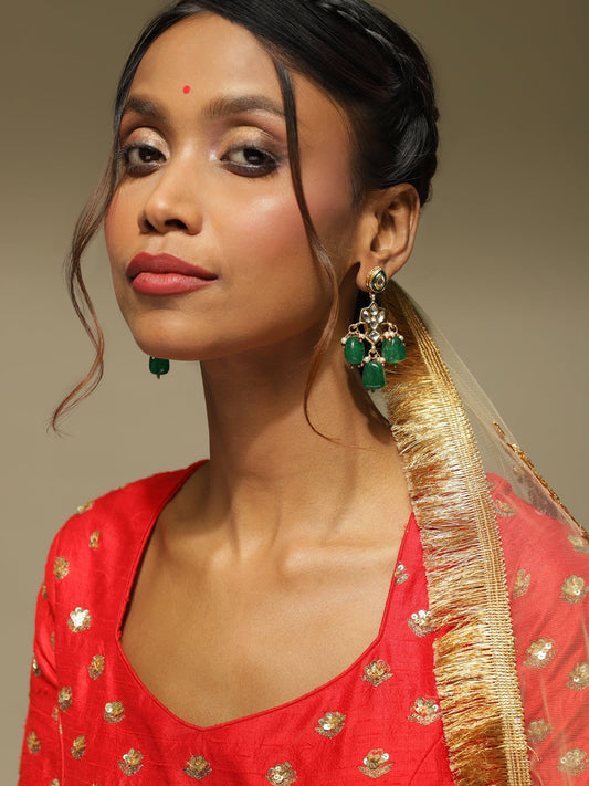 Green Contemporary Drop Earrings - Ruby Raang - Grab2buy