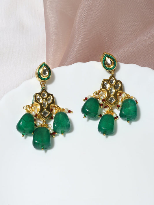 Green Contemporary Drop Earrings - Ruby Raang - Grab2buy