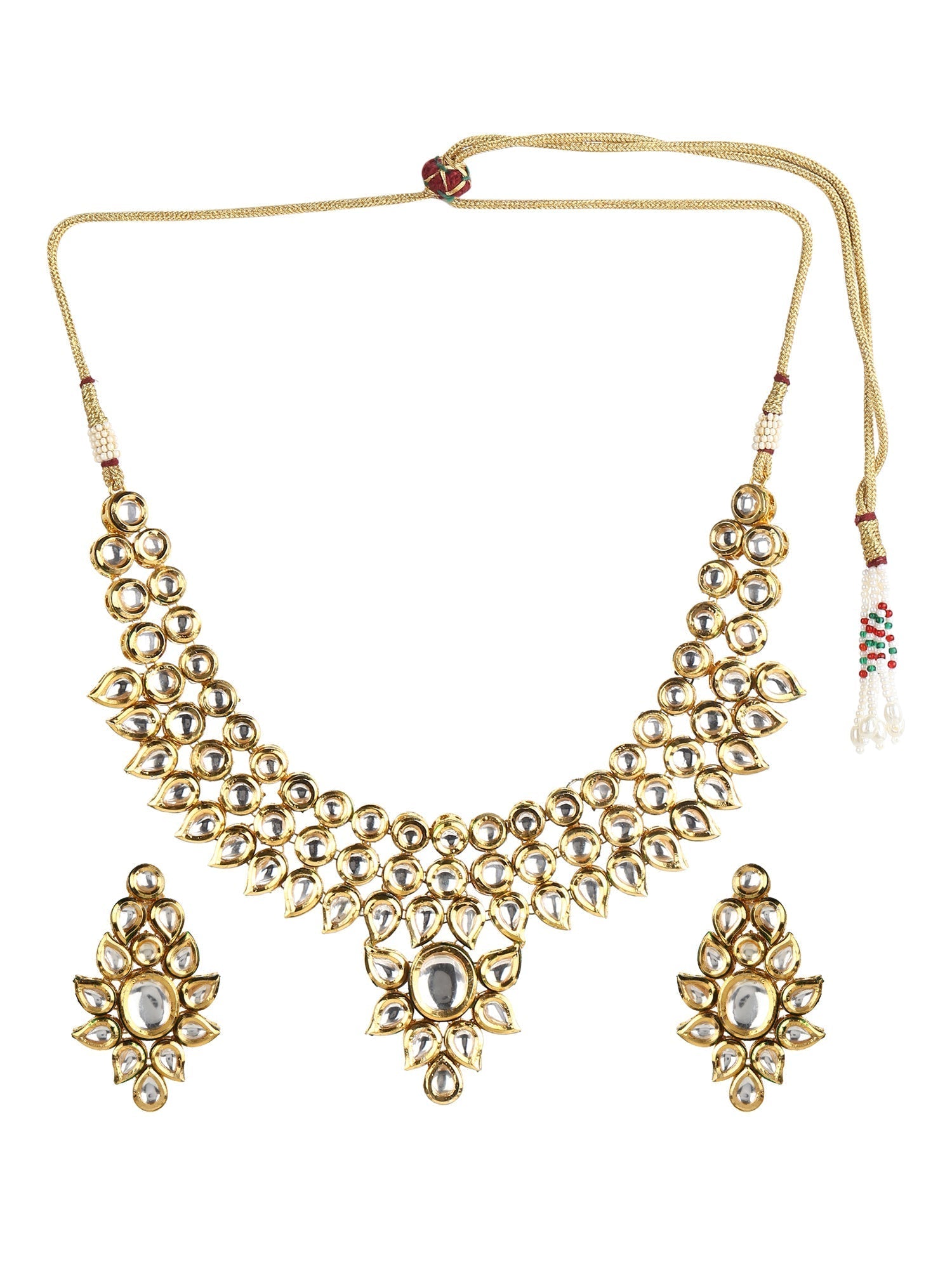 Gold-Polished Kundan Choker With Earring - Ruby Raang | Swadesiicart