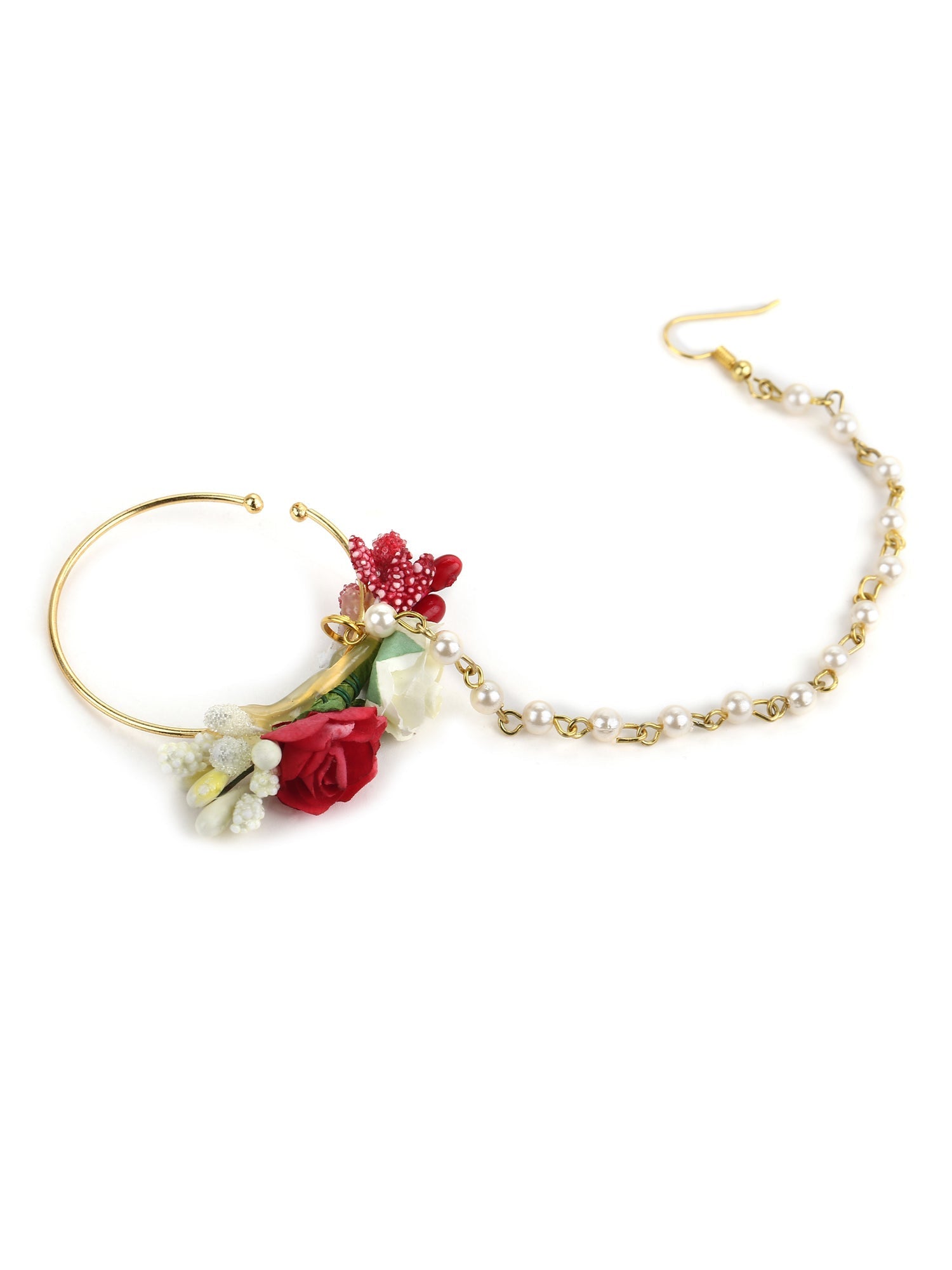Flower Jewellery Gold-Plated Red Floral Jewellery Set - Ruby Raang - Grab2buy