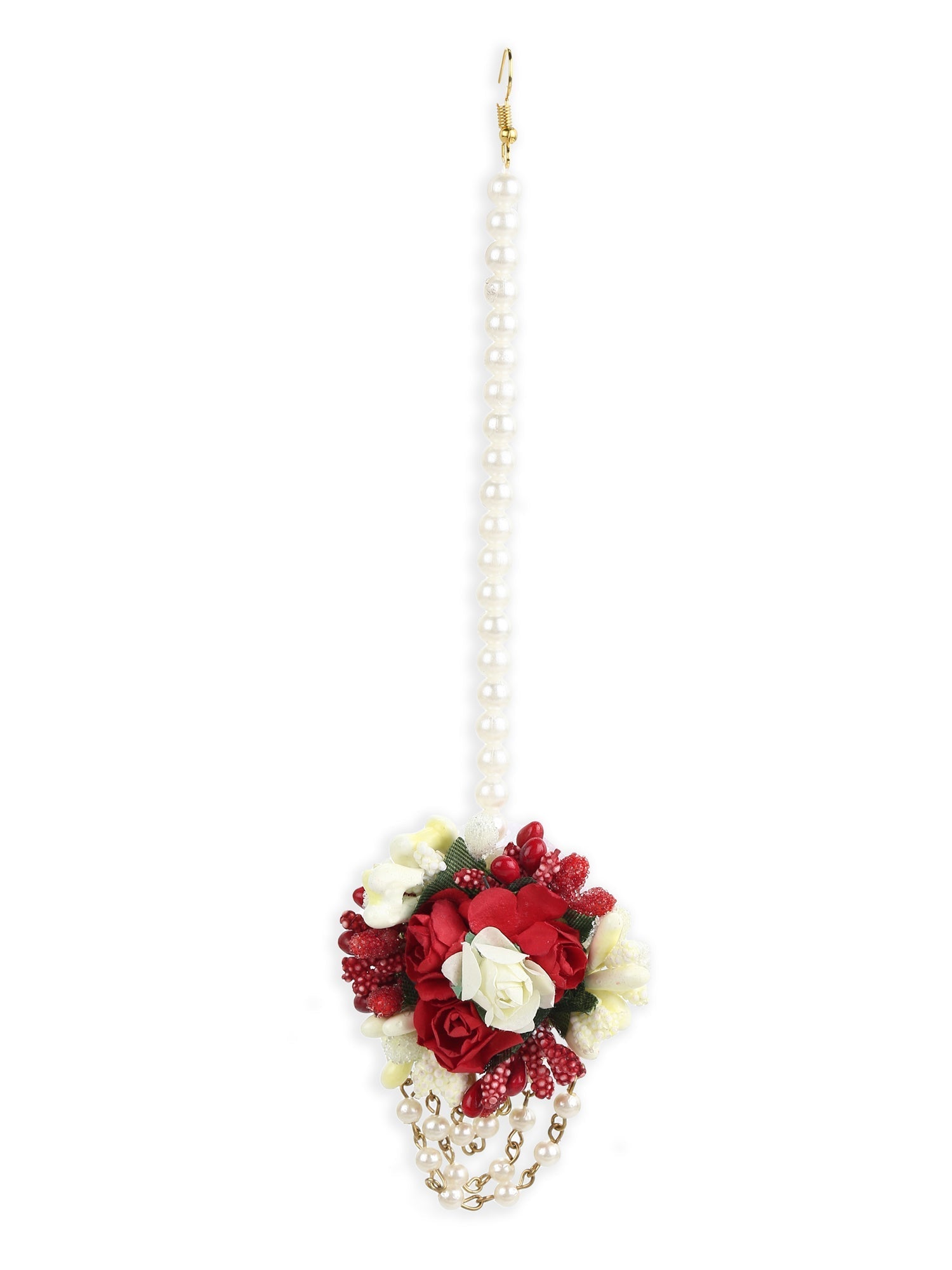 Flower Jewellery Gold-Plated Red Floral Jewellery Set - Ruby Raang - Grab2buy