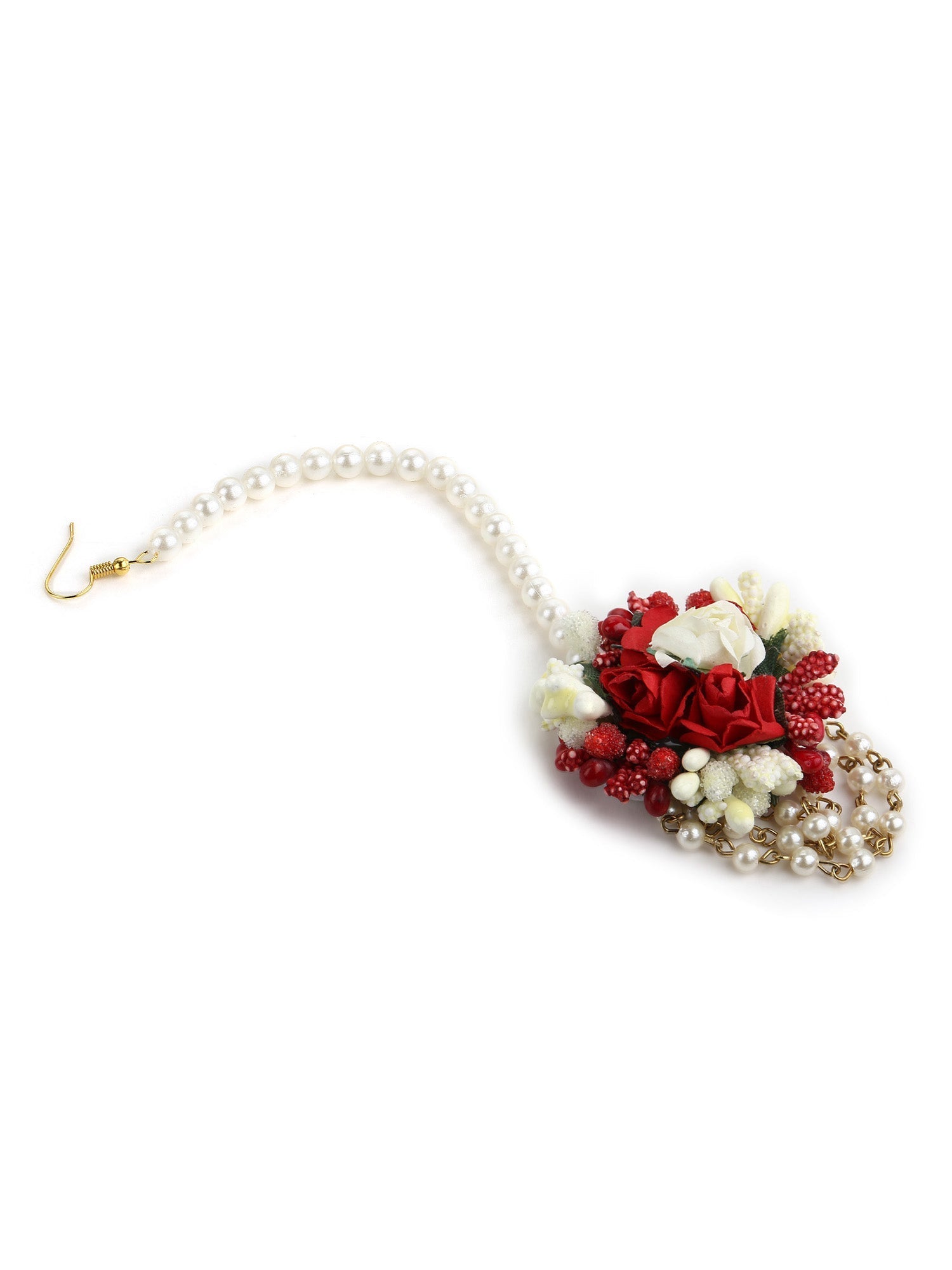 Flower Jewellery Gold-Plated Red Floral Jewellery Set - Ruby Raang - Grab2buy