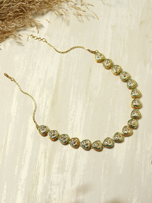 Gold-Plated White Brass Kundan Necklace - Ruby Raang - Grab2buy