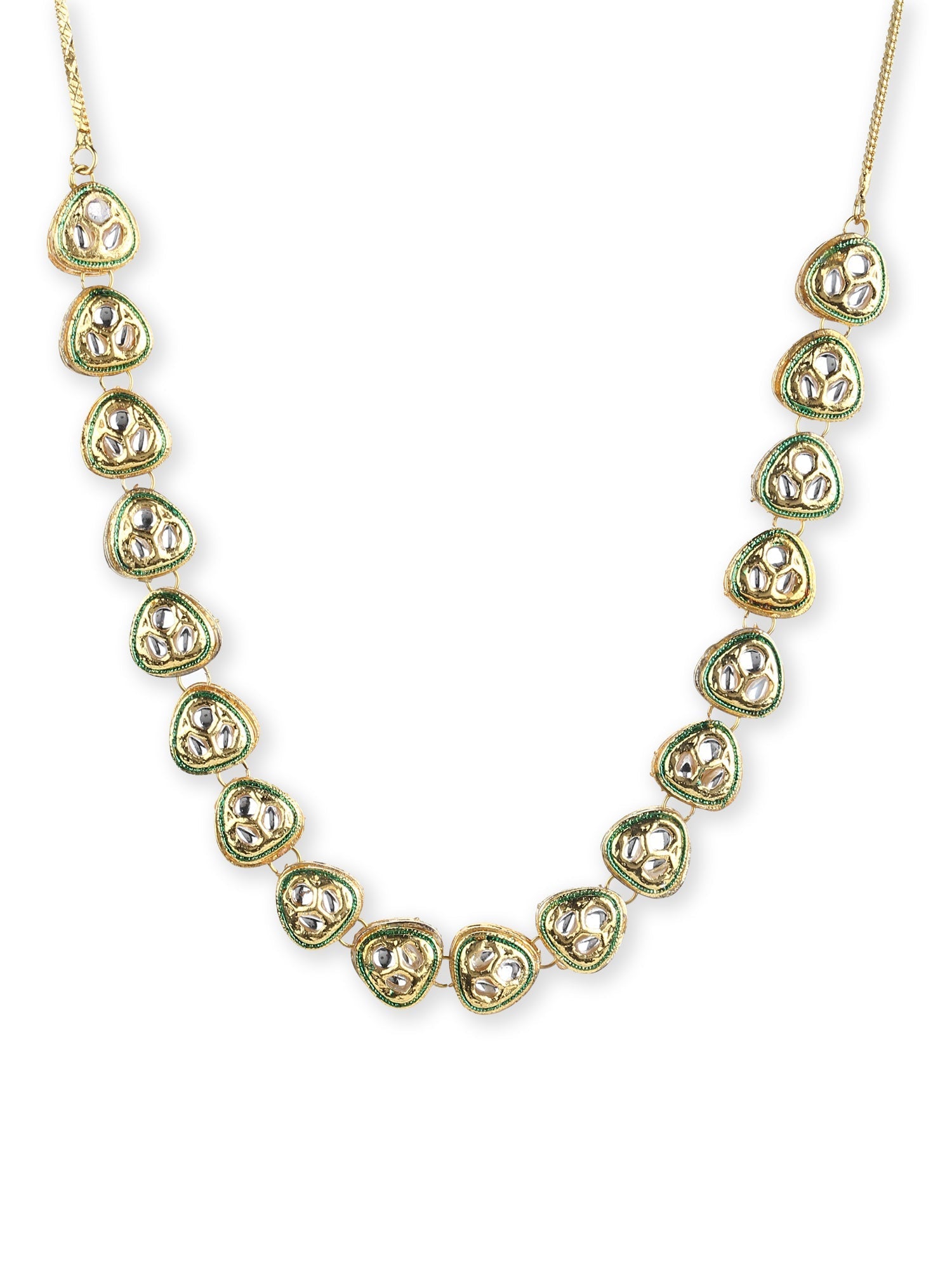Gold-Plated White Brass Kundan Necklace - Ruby Raang - Grab2buy
