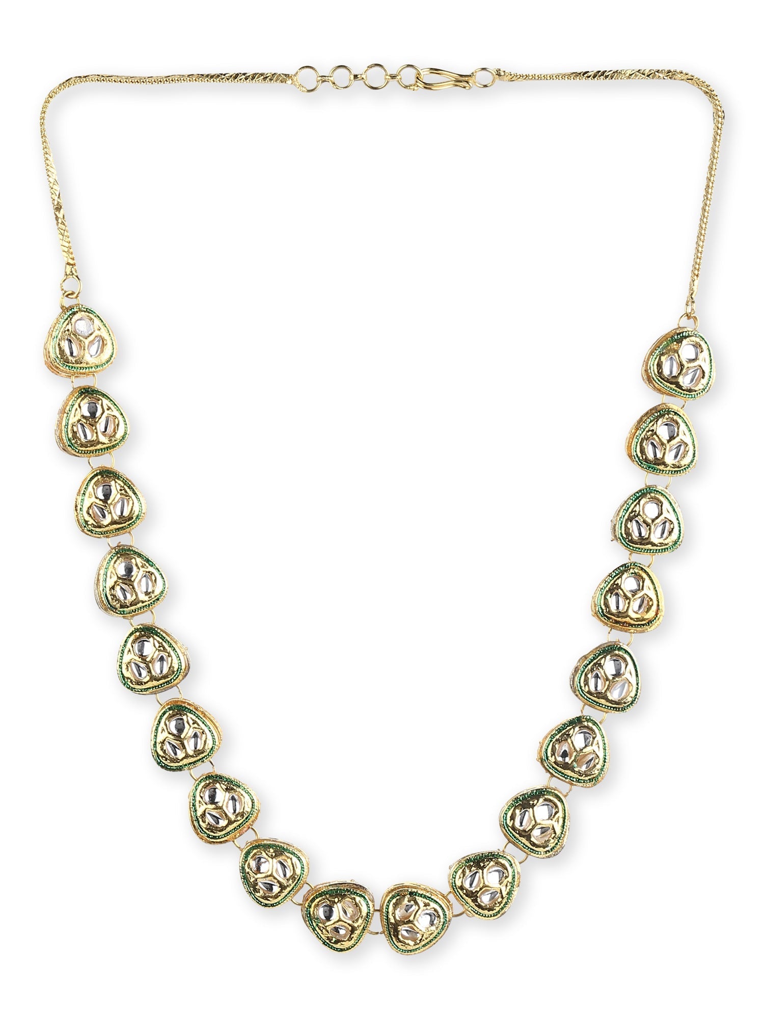 Gold-Plated White Brass Kundan Necklace - Ruby Raang - Grab2buy