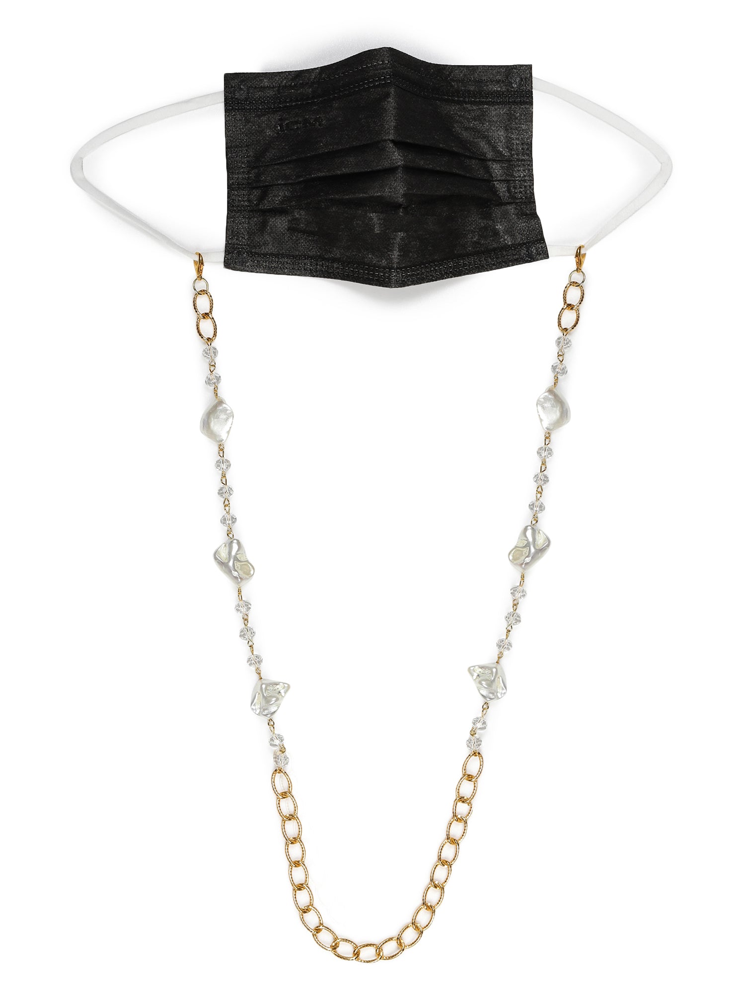 Gold Toned Embellished Mask Chain - Ruby Raang