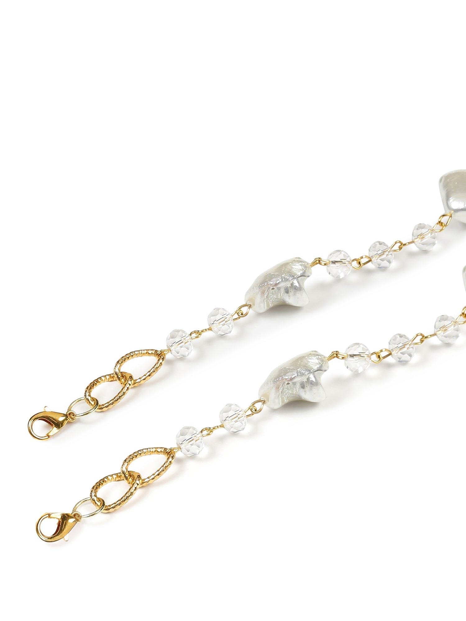 Gold Toned Embellished Mask Chain - Ruby Raang