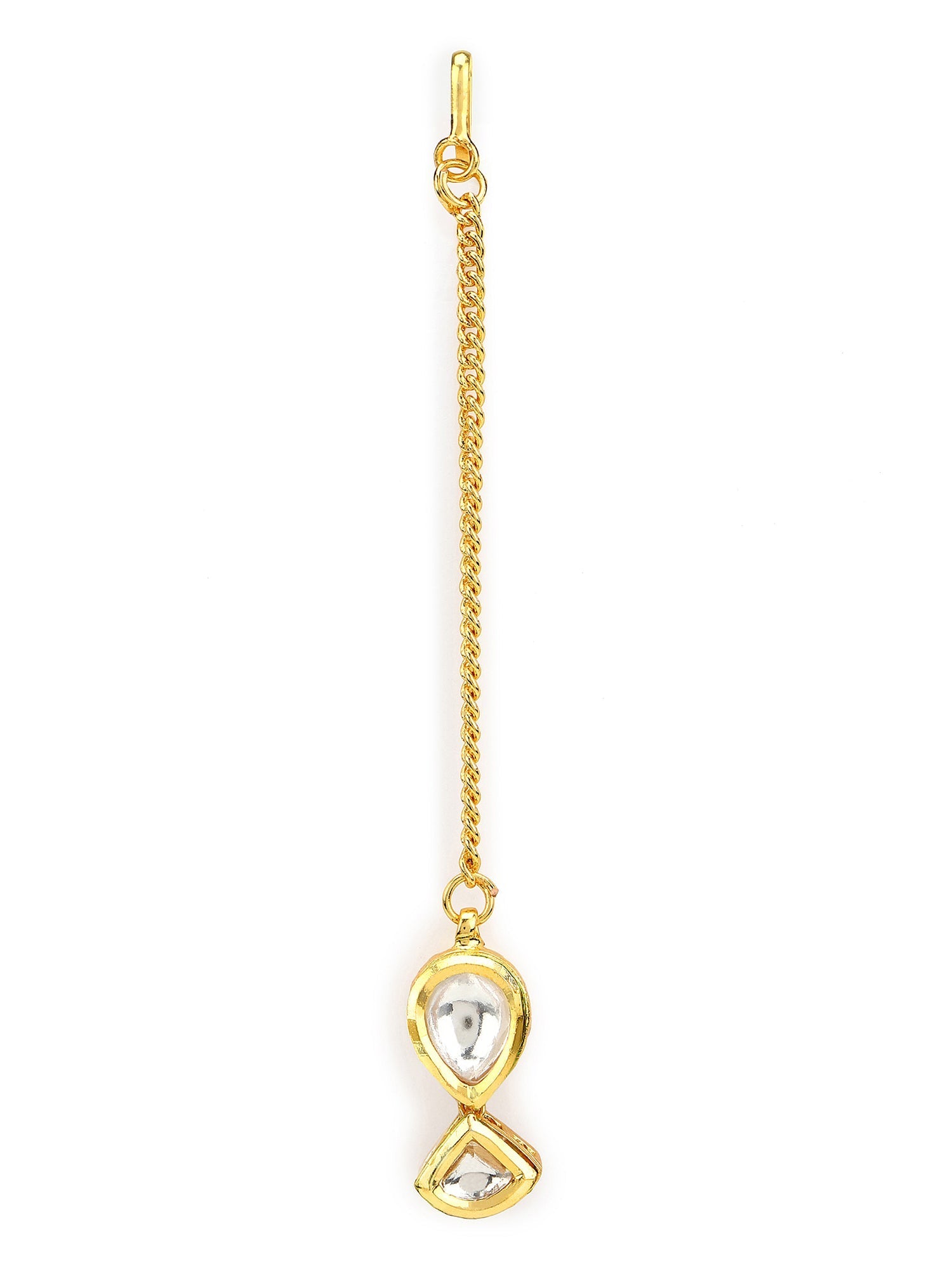 Gold-Plated White Kundan-Studded Maang Tikka - Ruby Raang - Grab2buy