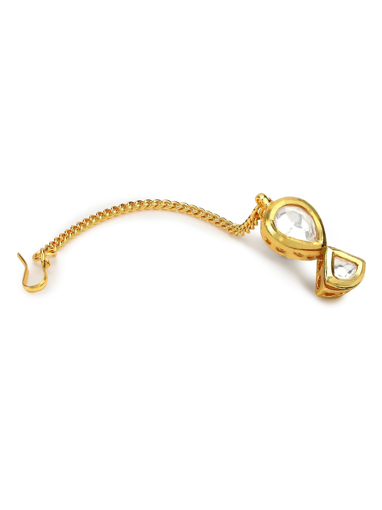 Gold-Plated White Kundan-Studded Maang Tikka - Ruby Raang - Grab2buy