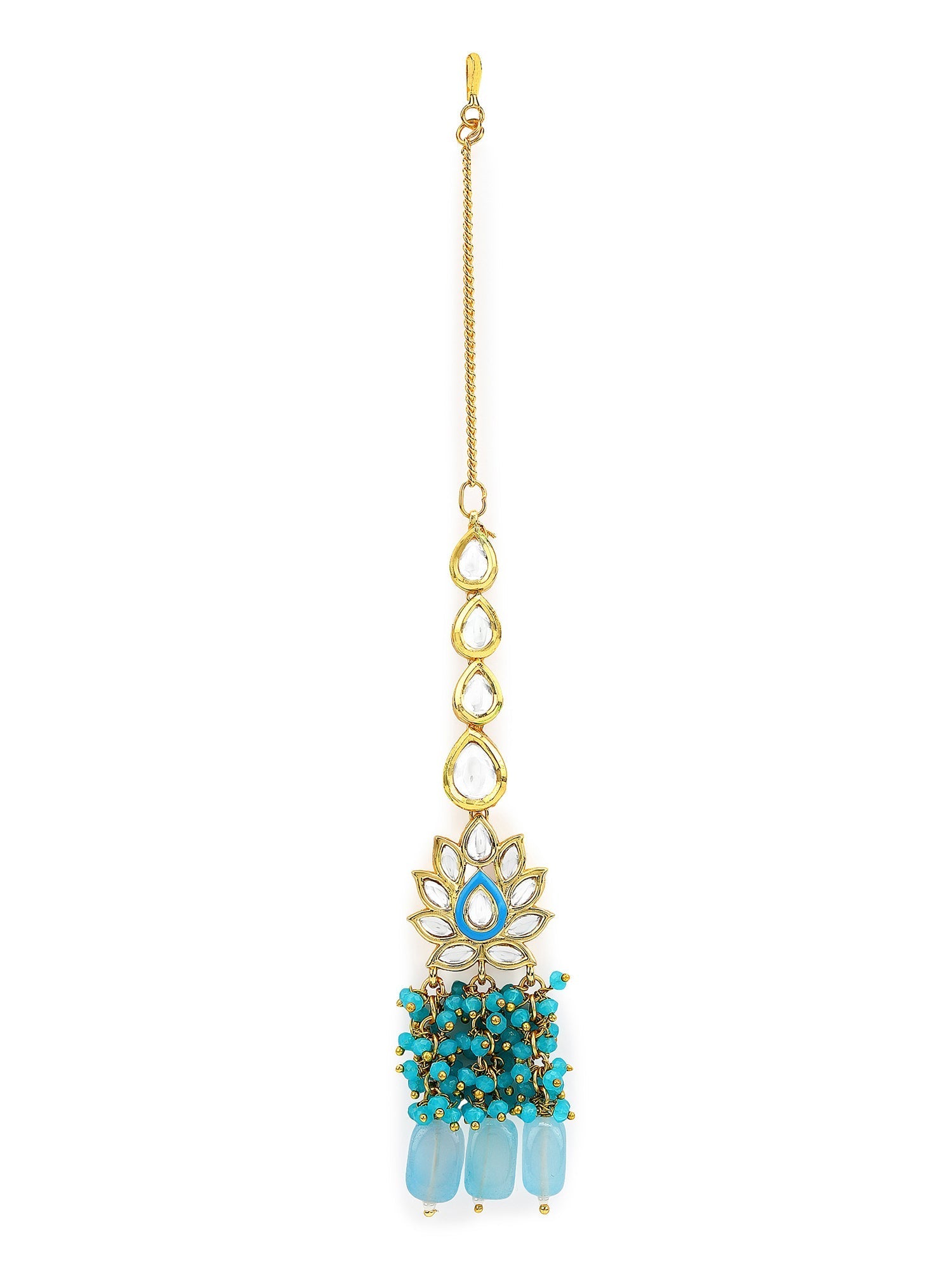 Women's Turquoise Bluegold Kundan Head Jewellery - Ruby Raang - Grab2buy