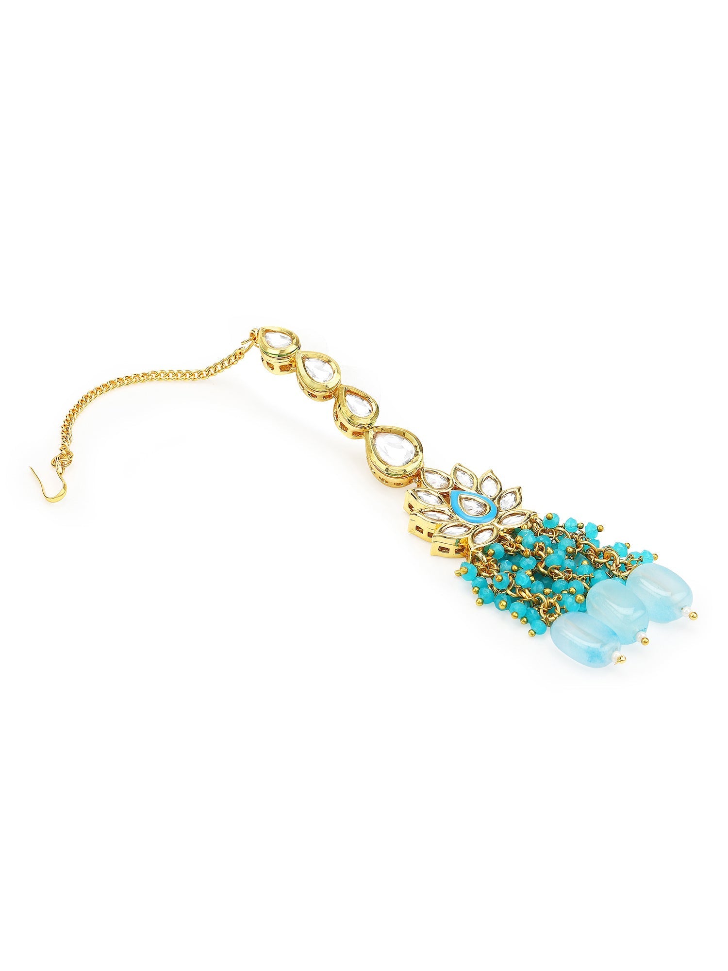 Women's Turquoise Bluegold Kundan Head Jewellery - Ruby Raang - Grab2buy