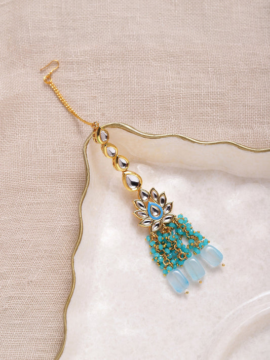 Women's Turquoise Bluegold Kundan Head Jewellery - Ruby Raang - Grab2buy
