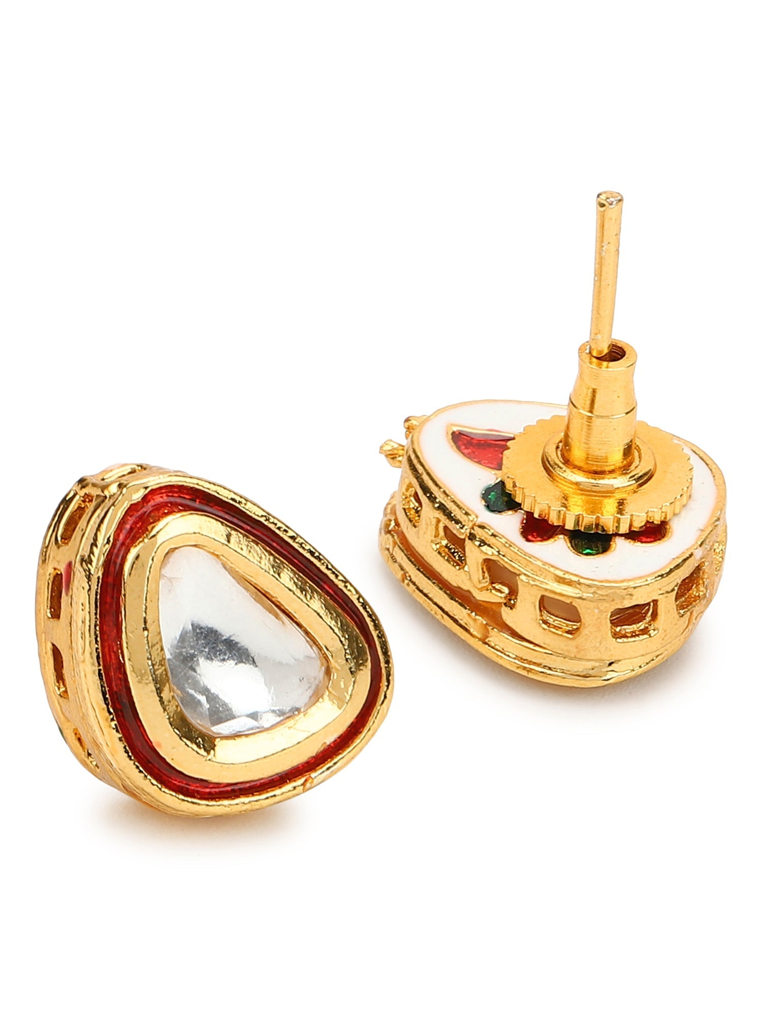 Red Circular Studs Earrings - Ruby Raang - Grab2buy