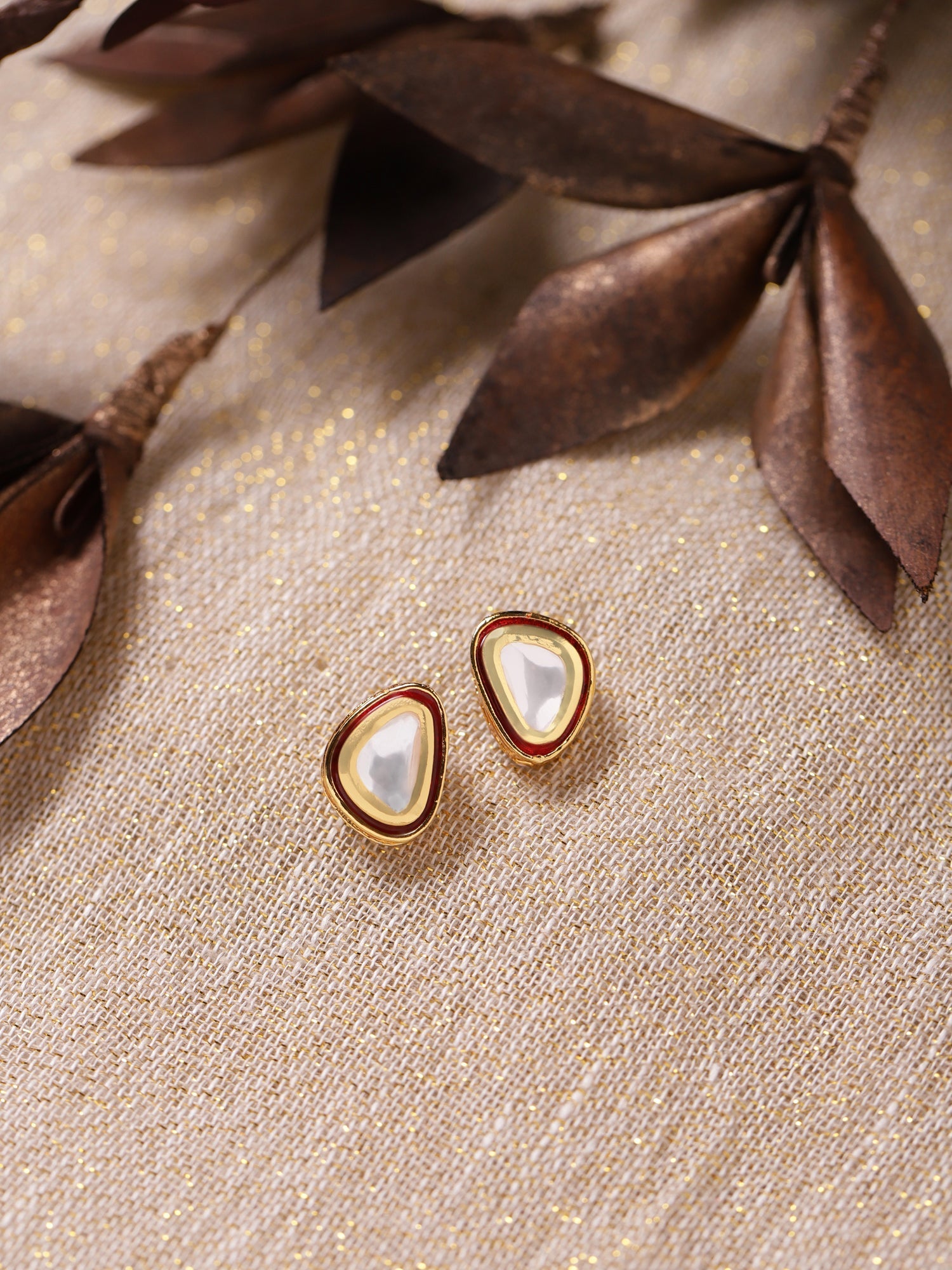 Red Circular Studs Earrings - Ruby Raang - Grab2buy