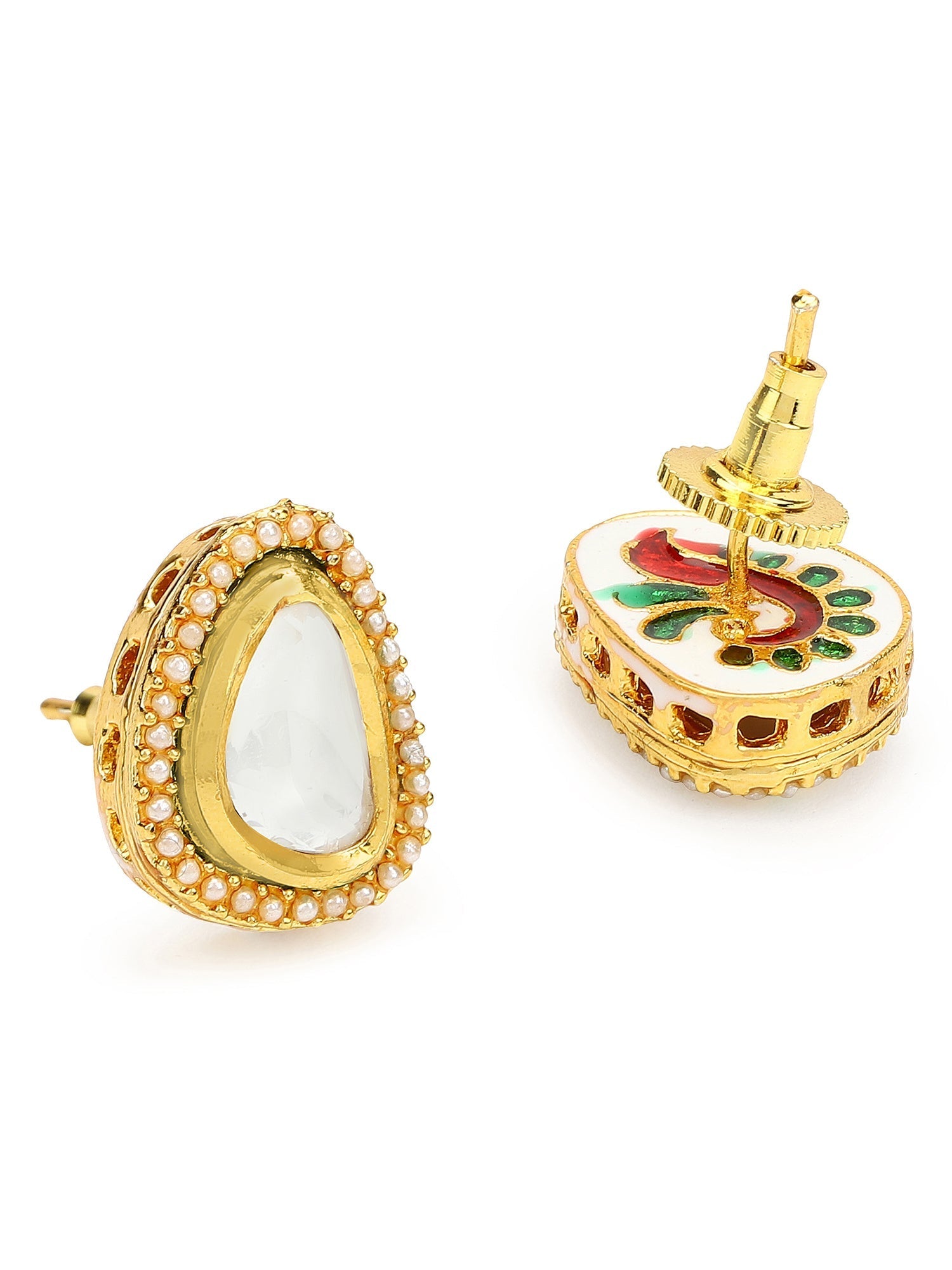 Gold-Plated Triangular Studs Earrings - Ruby Raang - Grab2buy