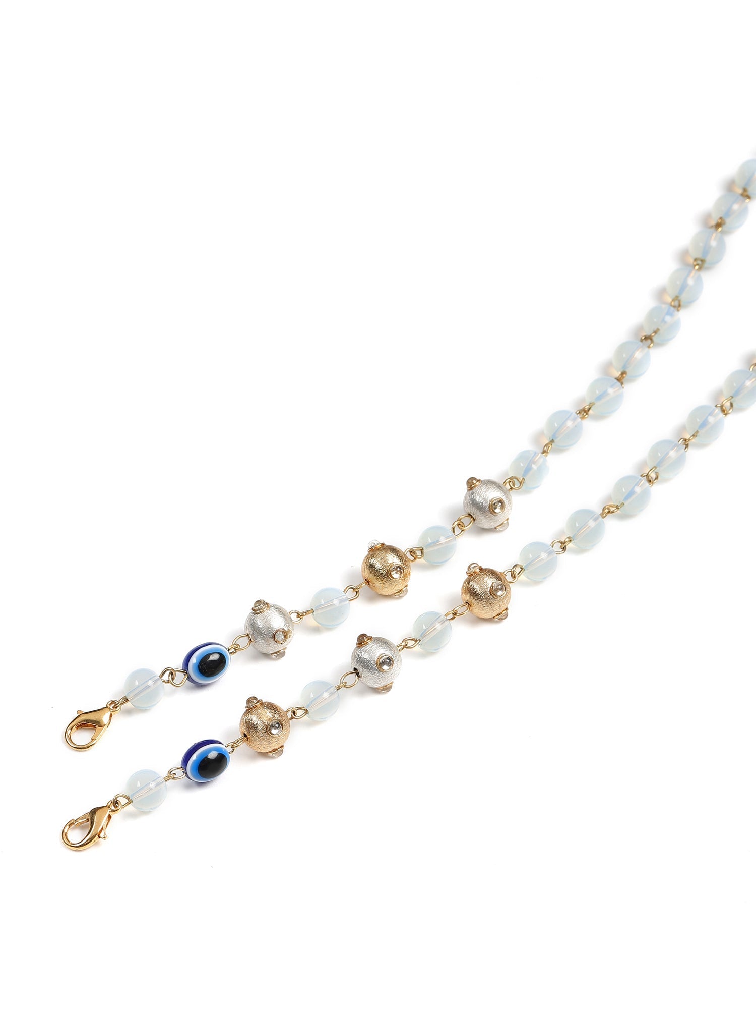 Gold-Polished Beaded Mask Chain - Ruby Raang