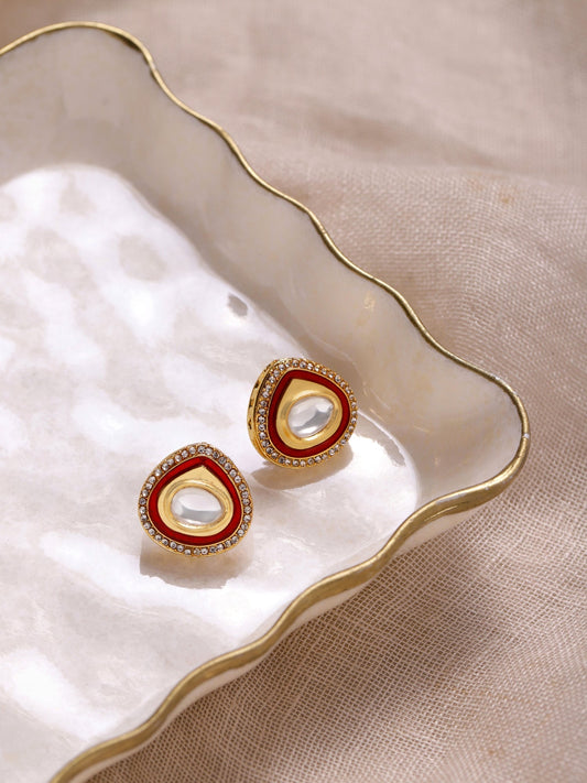 Red Circular Hoop Earrings - Ruby Raang - Grab2buy