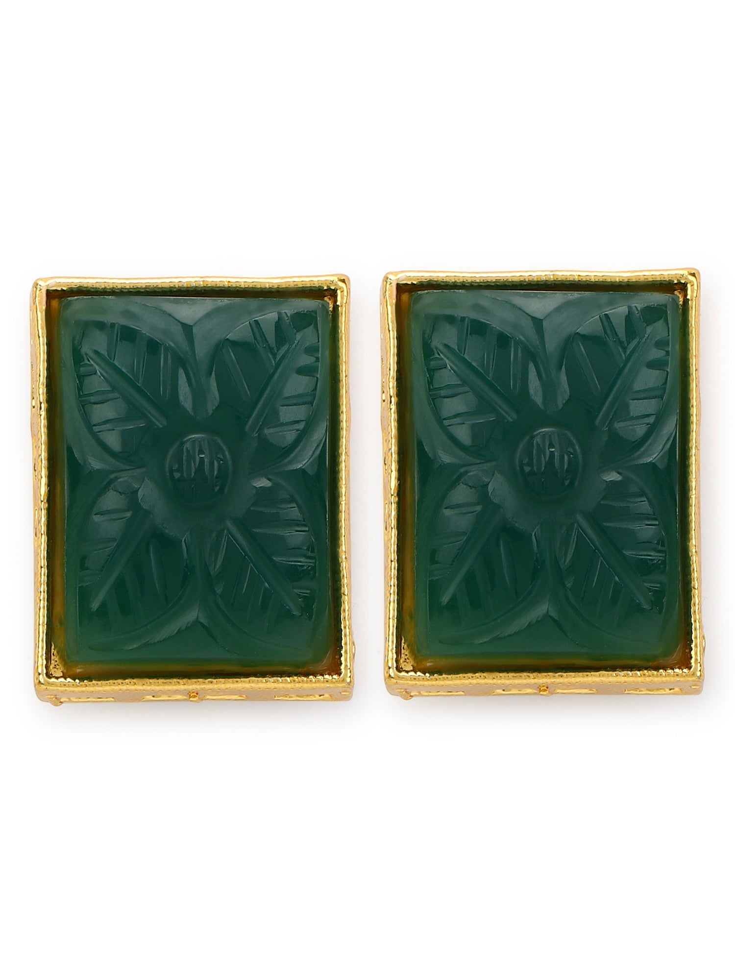 Green Square Studs Earrings - Ruby Raang - Grab2buy