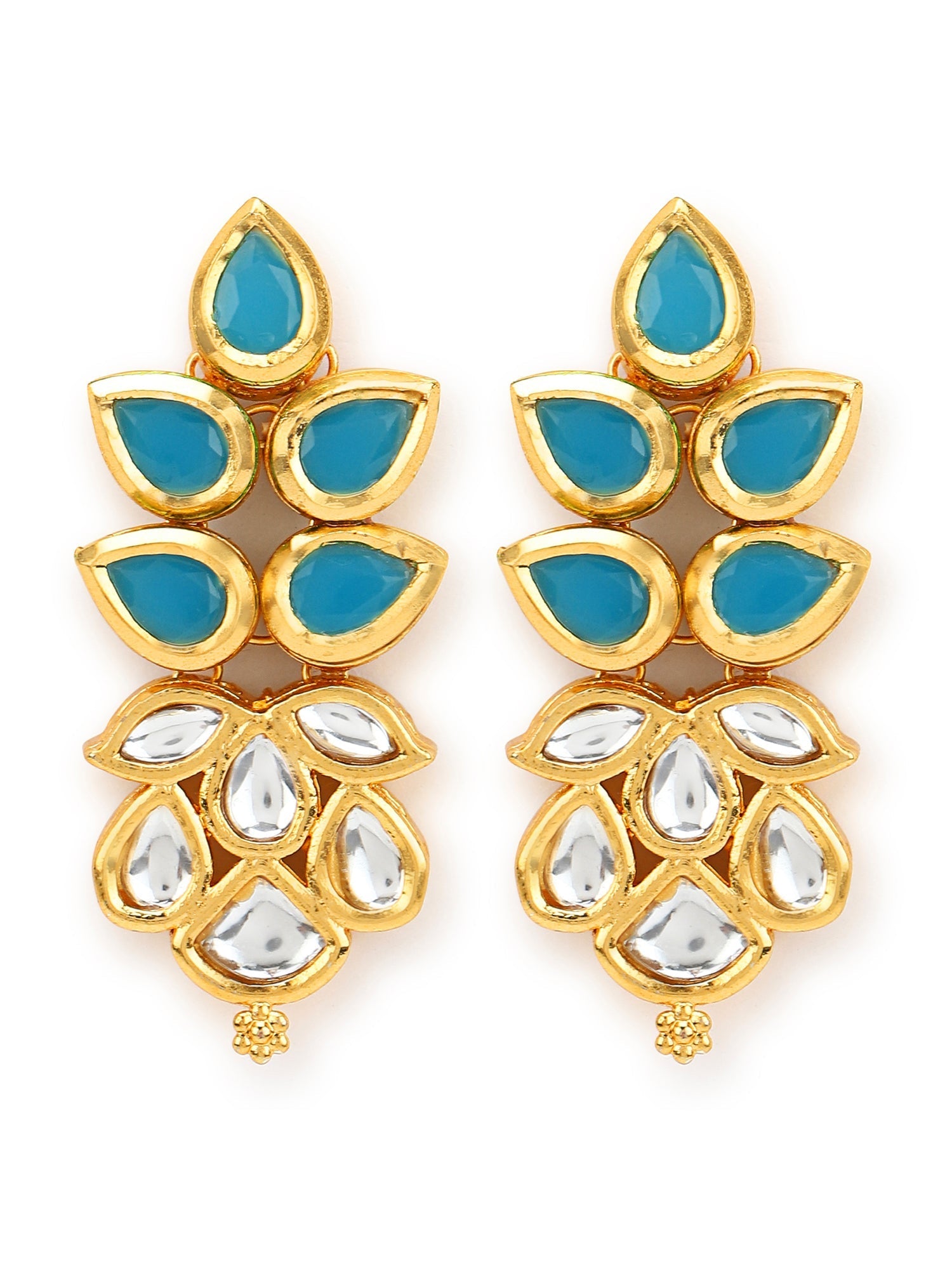 Gold-Toned Leaf Shaped Studs Earrings - Ruby Raang - Grab2buy