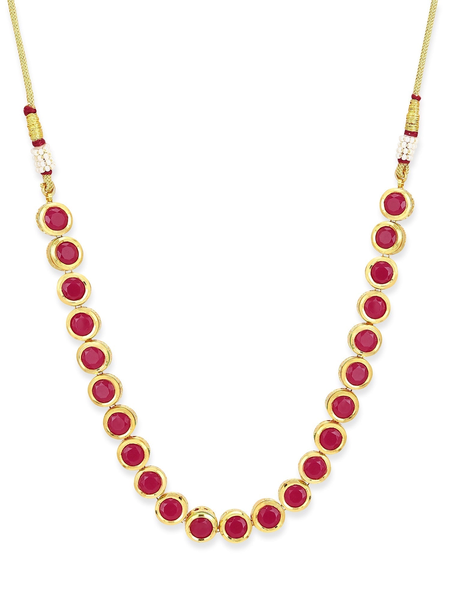 Pink Brass Gold-Polished Necklace - Ruby Raang | Swadesiicart