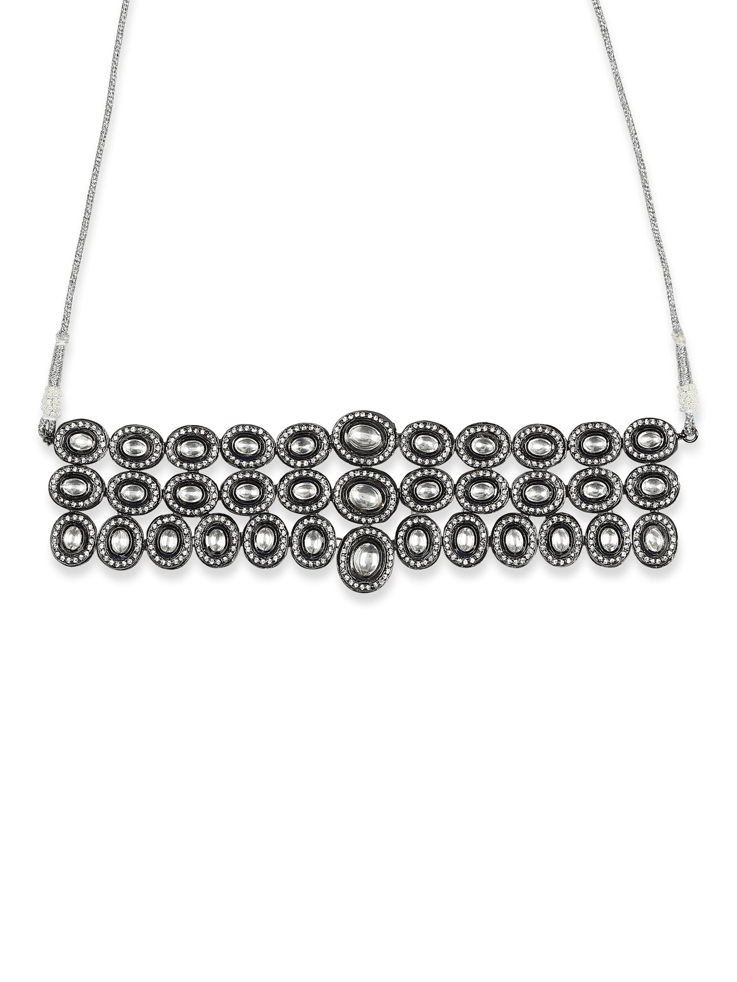 Black Silver-Plated Brass Necklace - Ruby Raang