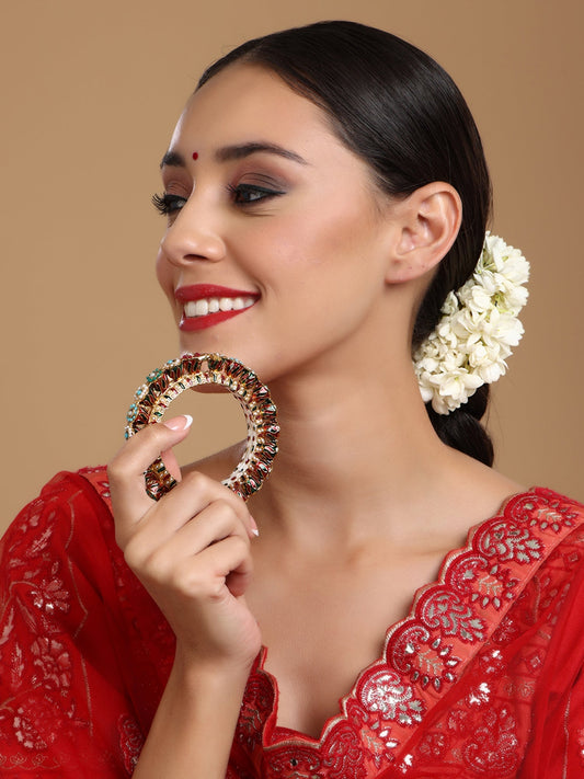 Handcrafted Heavy Bangle - Ruby Raang