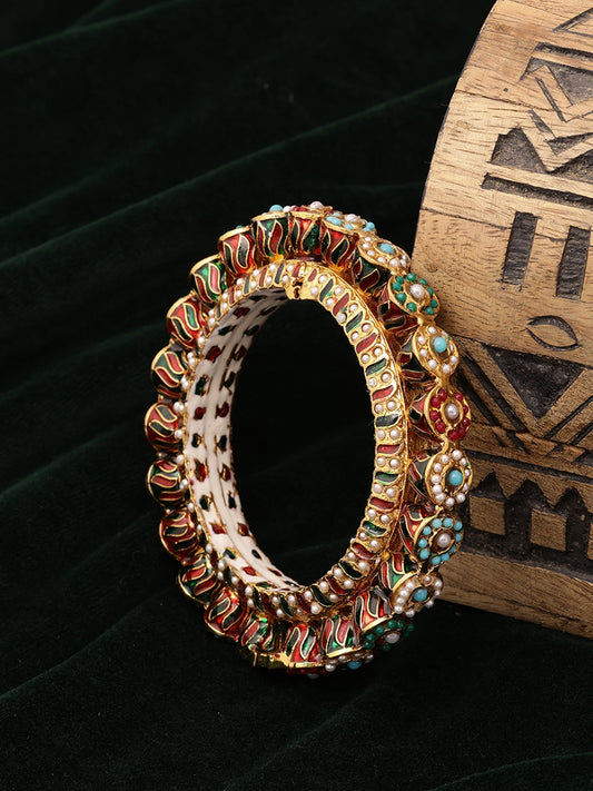 Handcrafted Heavy Bangle - Ruby Raang