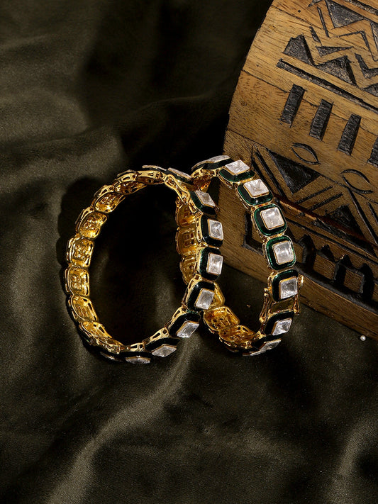 Kundan Meenakari Bangles (set of 2) - Ruby Raang