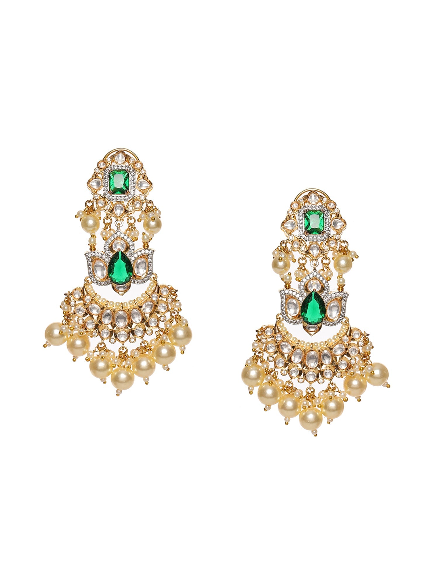 Dangler Kundan Earrings with Pearls - Ruby Raang Ruby Raang Studio