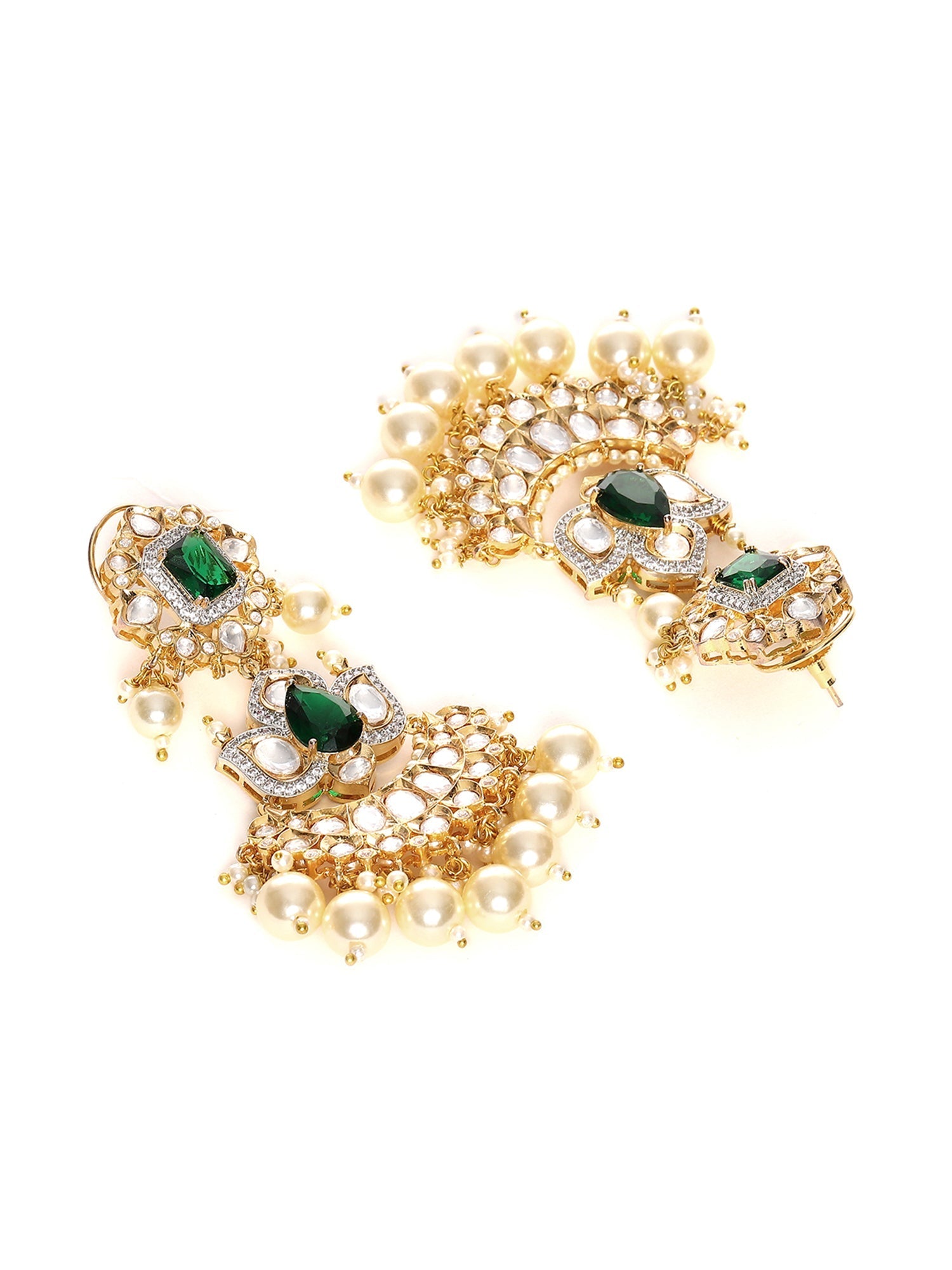 Dangler Kundan Earrings with Pearls - Ruby Raang Ruby Raang Studio