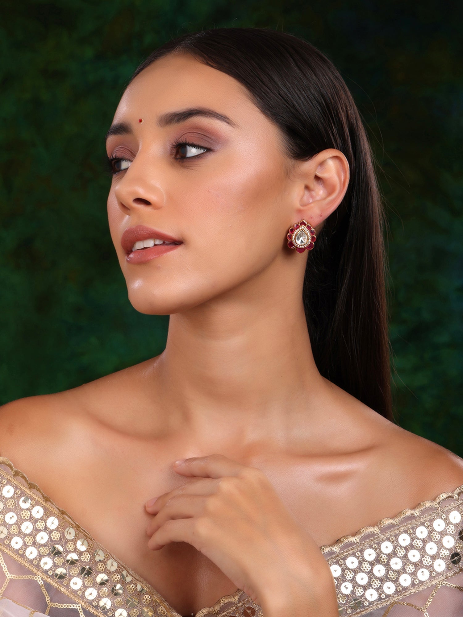 Teardrop Maroon Studs - Ruby Raang Ruby Raang Studio