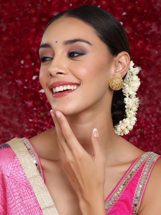 Round Golden Studs - Ruby Raang Ruby Raang Studio