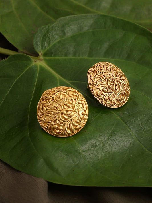 Round Golden Studs - Ruby Raang Ruby Raang Studio