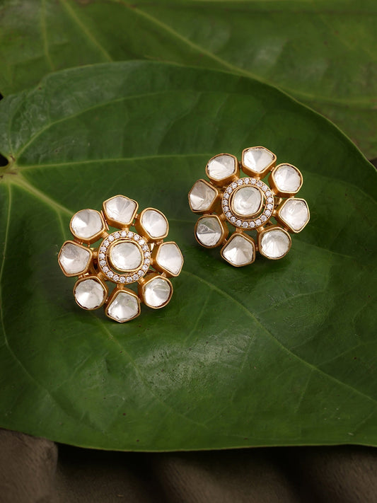 Oversized Kundan Studs - Ruby Raang Ruby Raang Studio