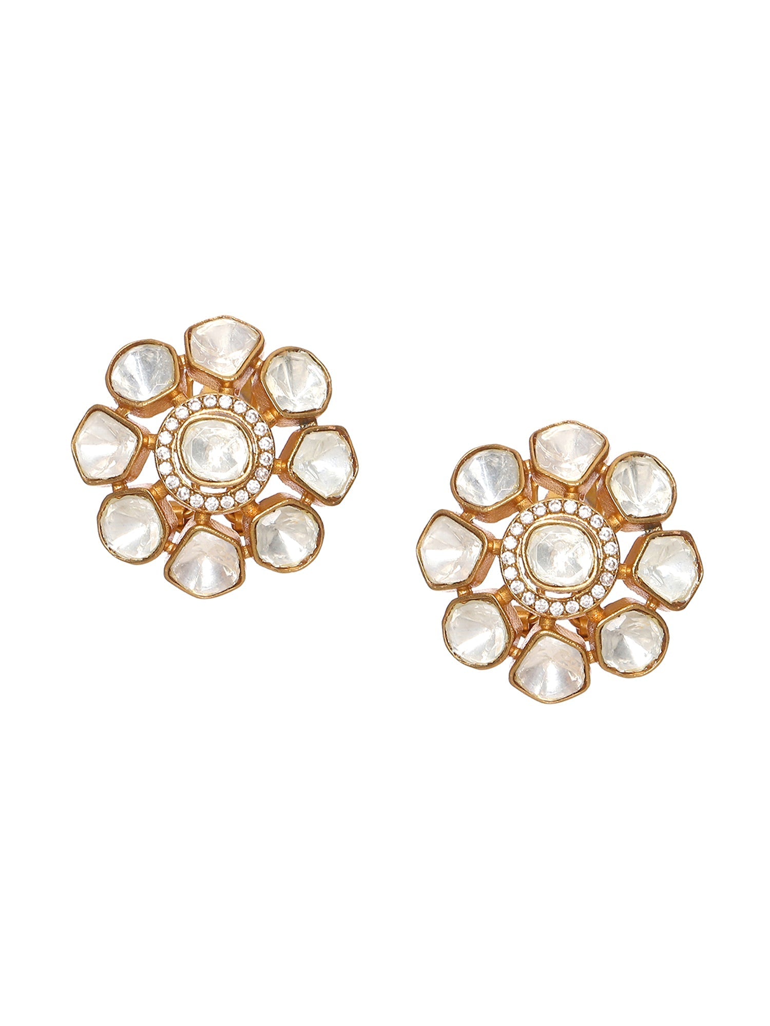 Oversized Kundan Studs - Ruby Raang Ruby Raang Studio