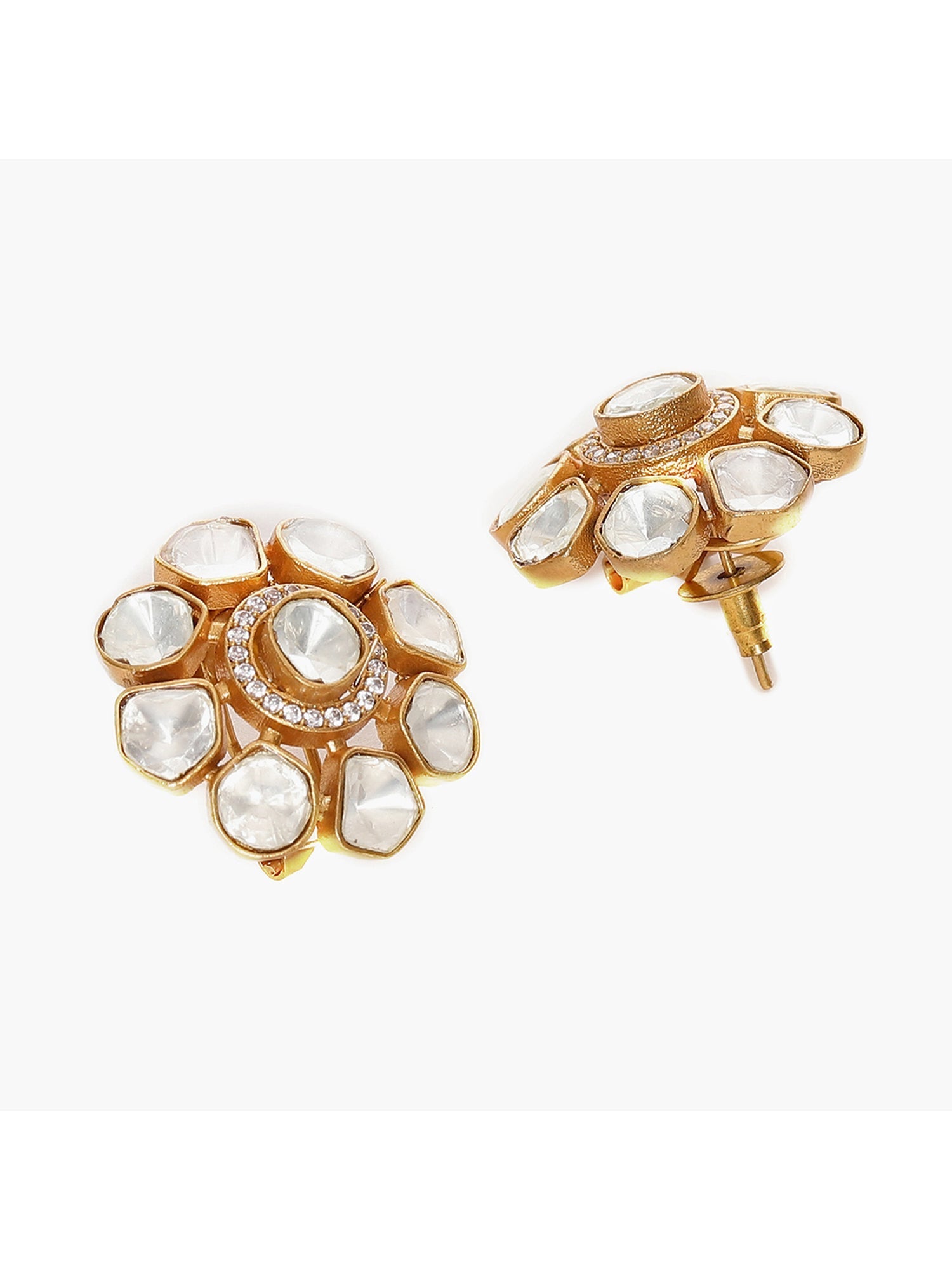 Oversized Kundan Studs - Ruby Raang Ruby Raang Studio